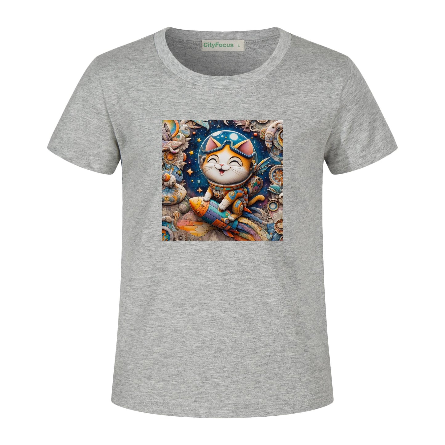 Futuristic Feline Fun Kids Tee 8