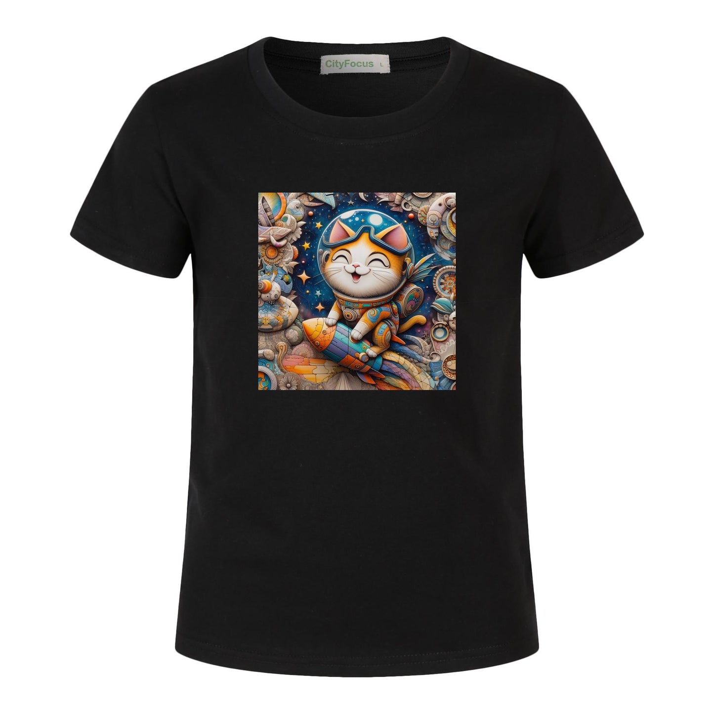 Futuristic Feline Fun Kids Tee 8