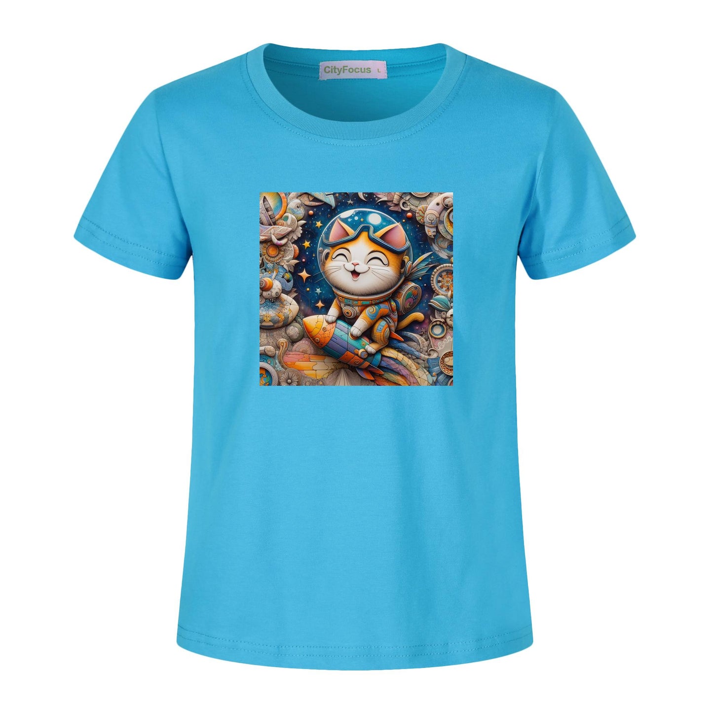 Futuristic Feline Fun Kids Tee 8