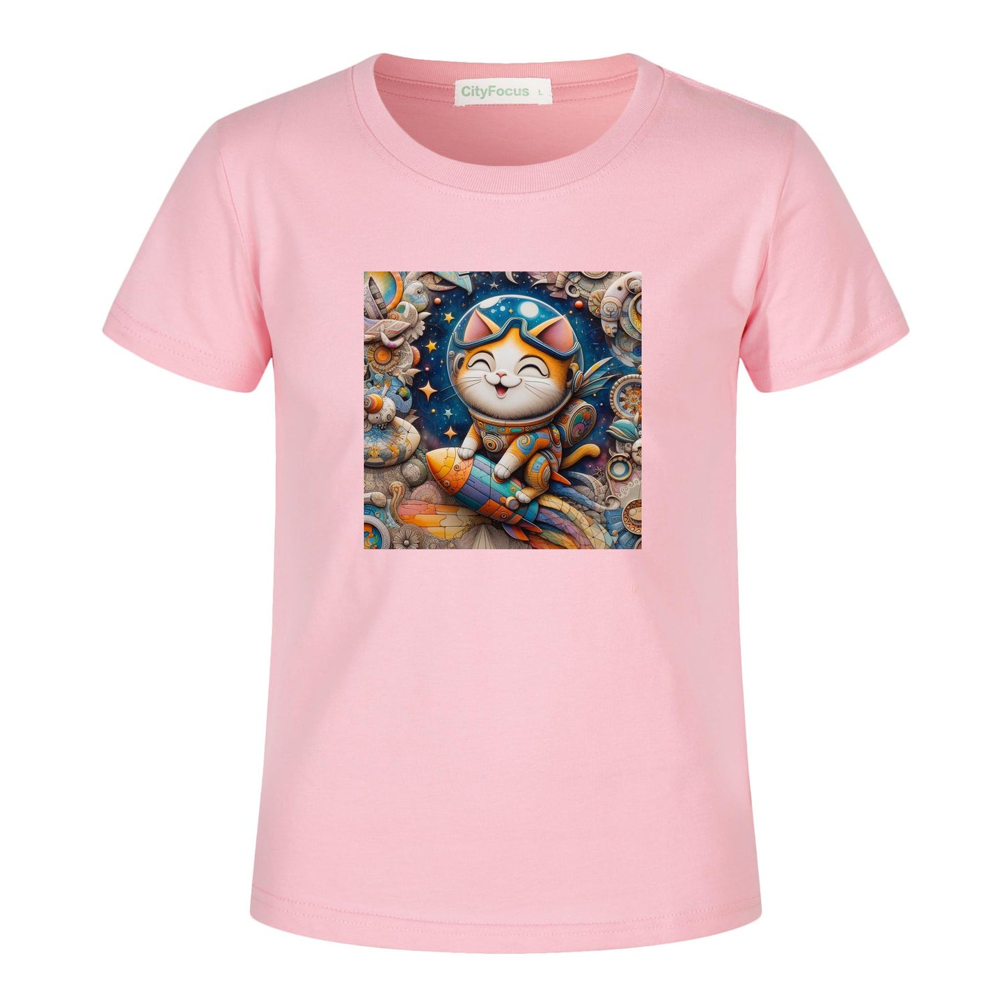 Futuristic Feline Fun Kids Tee 8