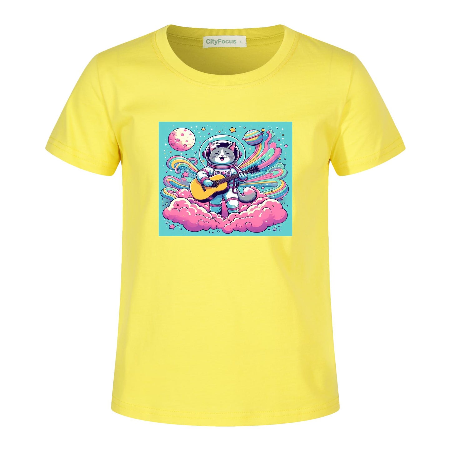 Cosmic Kitty Astronaut Kids T-Shirt 100% cotton 11 - Fun and Out-of-This-World