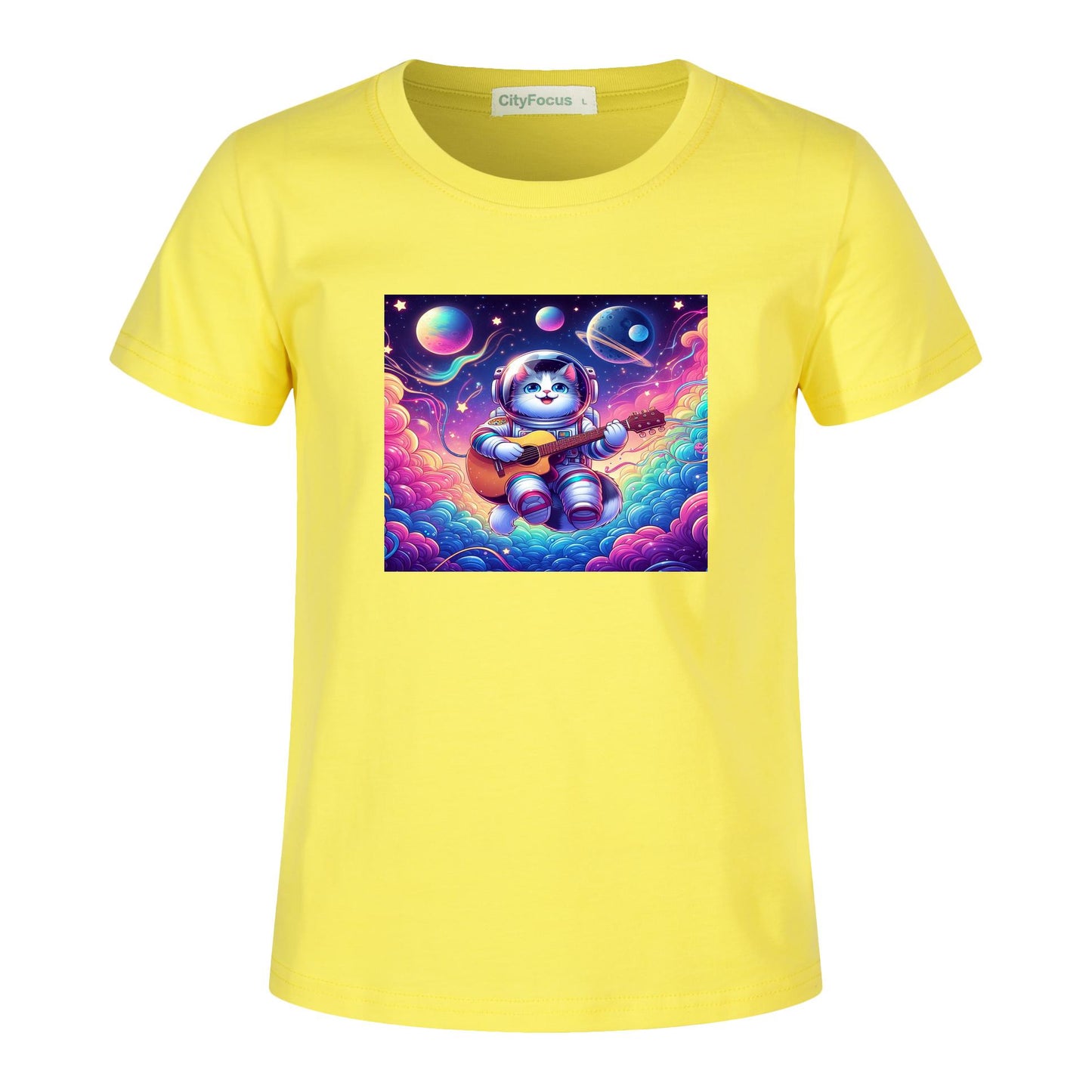 Cosmic Kitty Astronaut Kids T-Shirt 100% cotton 10 - Fun and Out-of-This-World