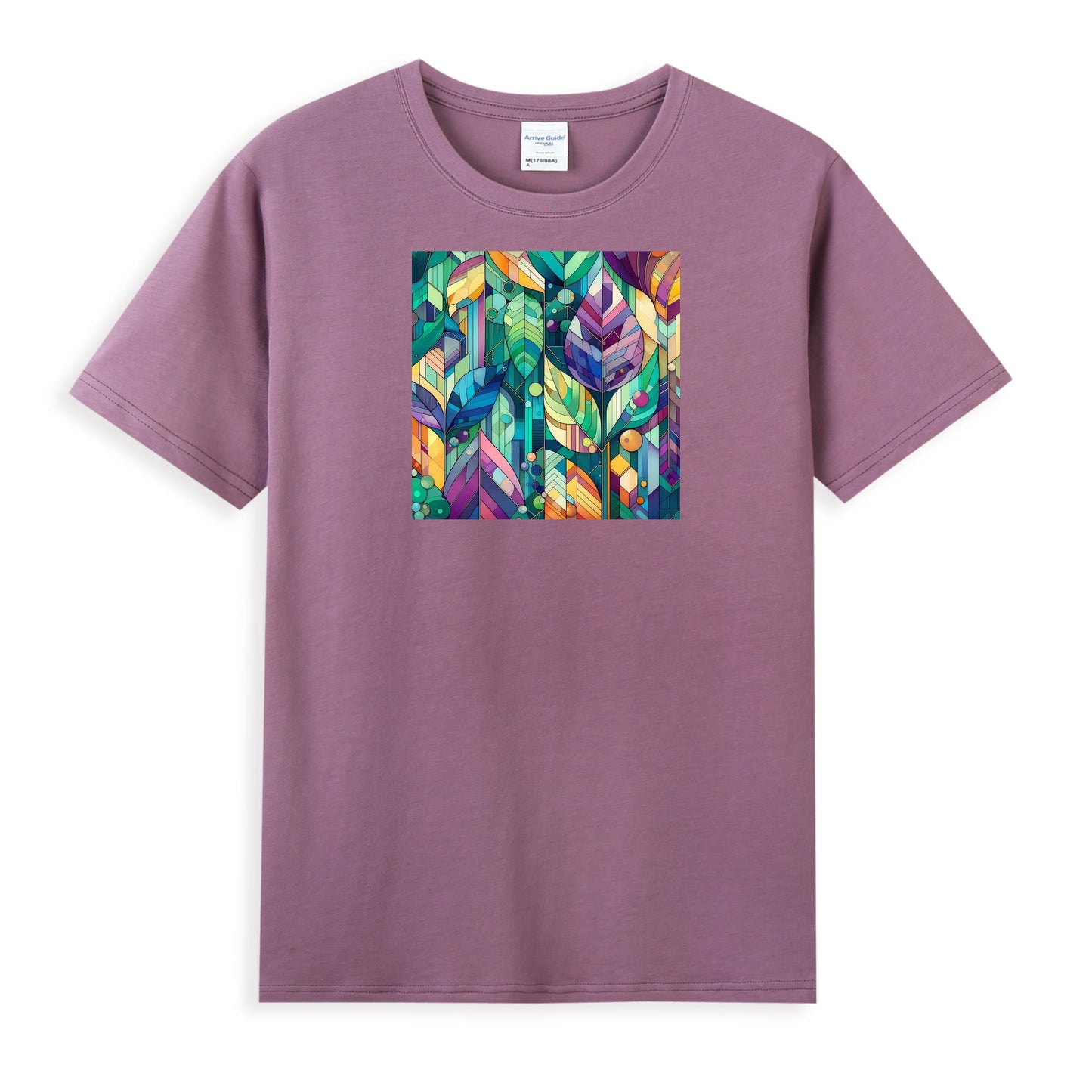 Women's Artistic Cotton T-Shirt - Colorful Nature-Inspired Abstract Design