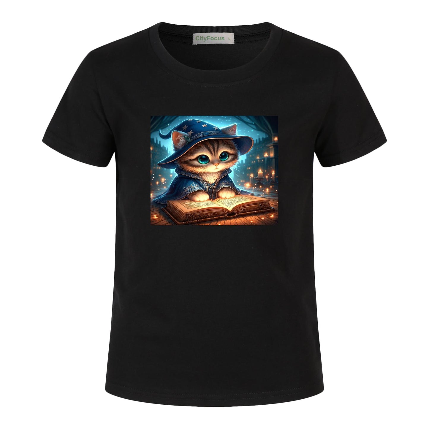 100% cotton Magical Wizard Cat Kids T-Shirt 3 - Enchanting and Cozy