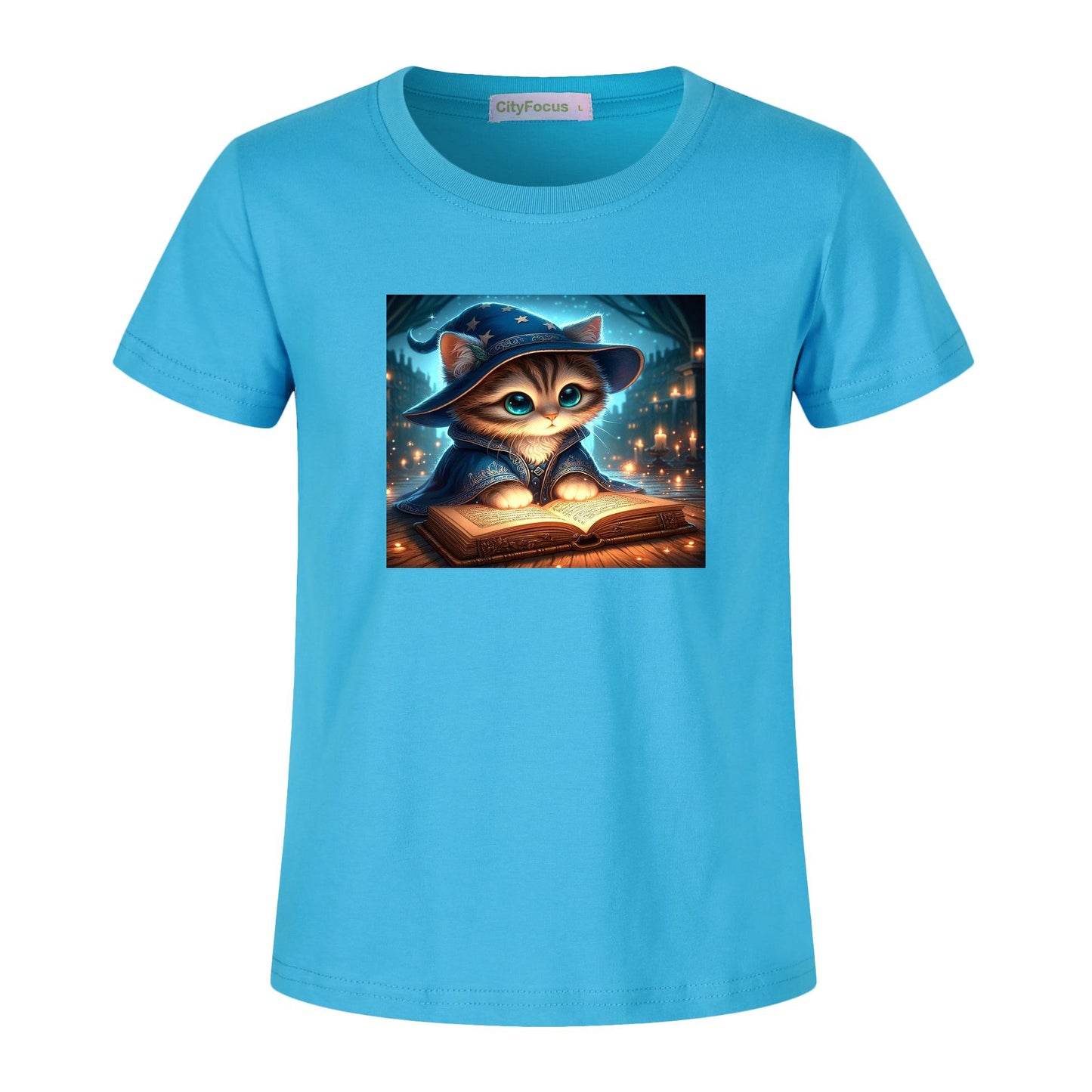 100% cotton Magical Wizard Cat Kids T-Shirt 3 - Enchanting and Cozy