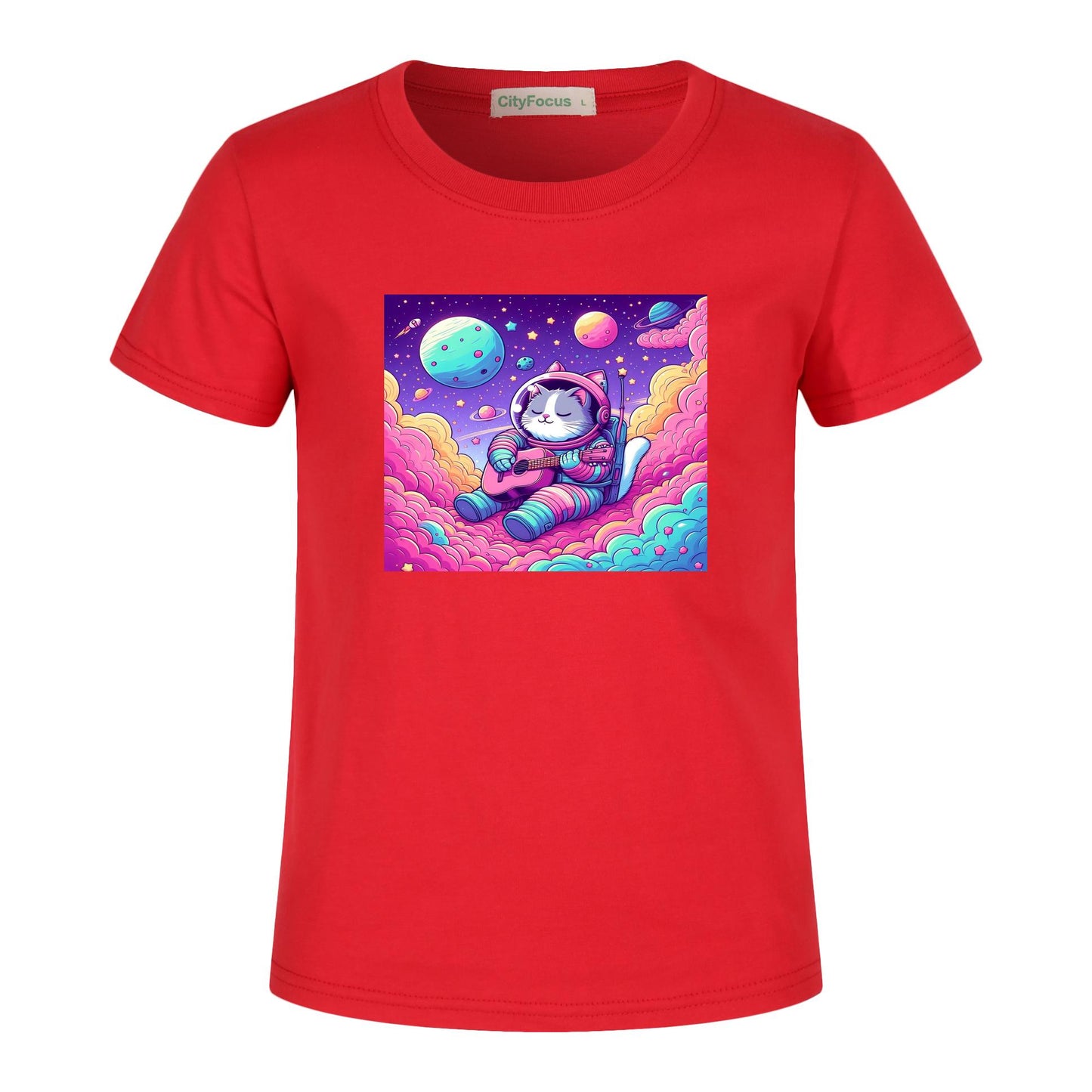 Cosmic Kitty Astronaut Kids T-Shirt 100% cotton 1 - Fun and Out-of-This-World