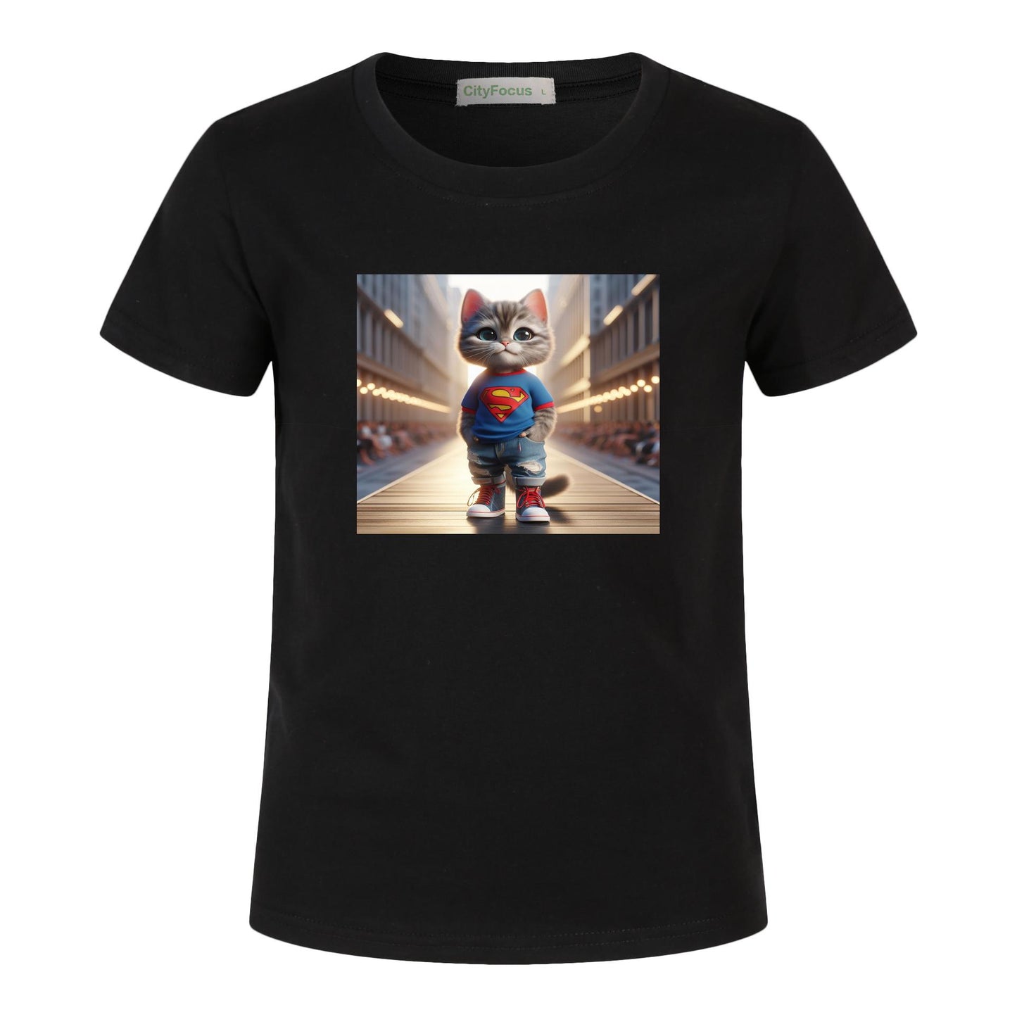 100% cotton Runway Fashion Forward Cat 3: Cute and Cool Kids' Graphic T-Shirt