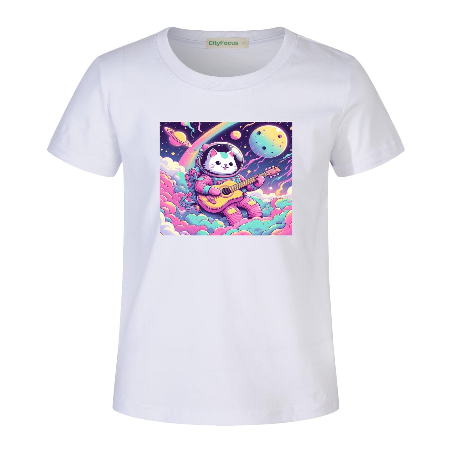 Cosmic Kitty Astronaut Kids T-Shirt 100% cotton 8 - Fun and Out-of-This-World