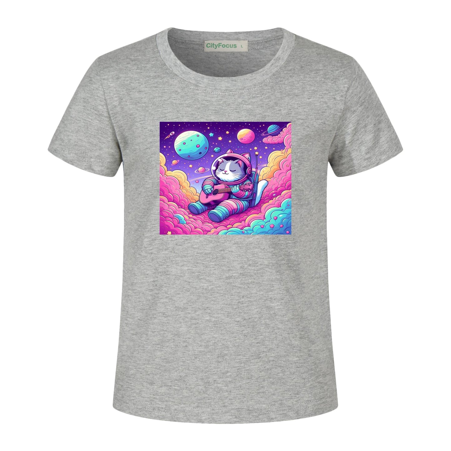 Cosmic Kitty Astronaut Kids T-Shirt 100% cotton 1 - Fun and Out-of-This-World