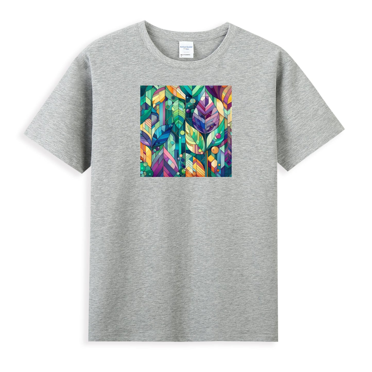 Women's Artistic Cotton T-Shirt - Colorful Nature-Inspired Abstract Design