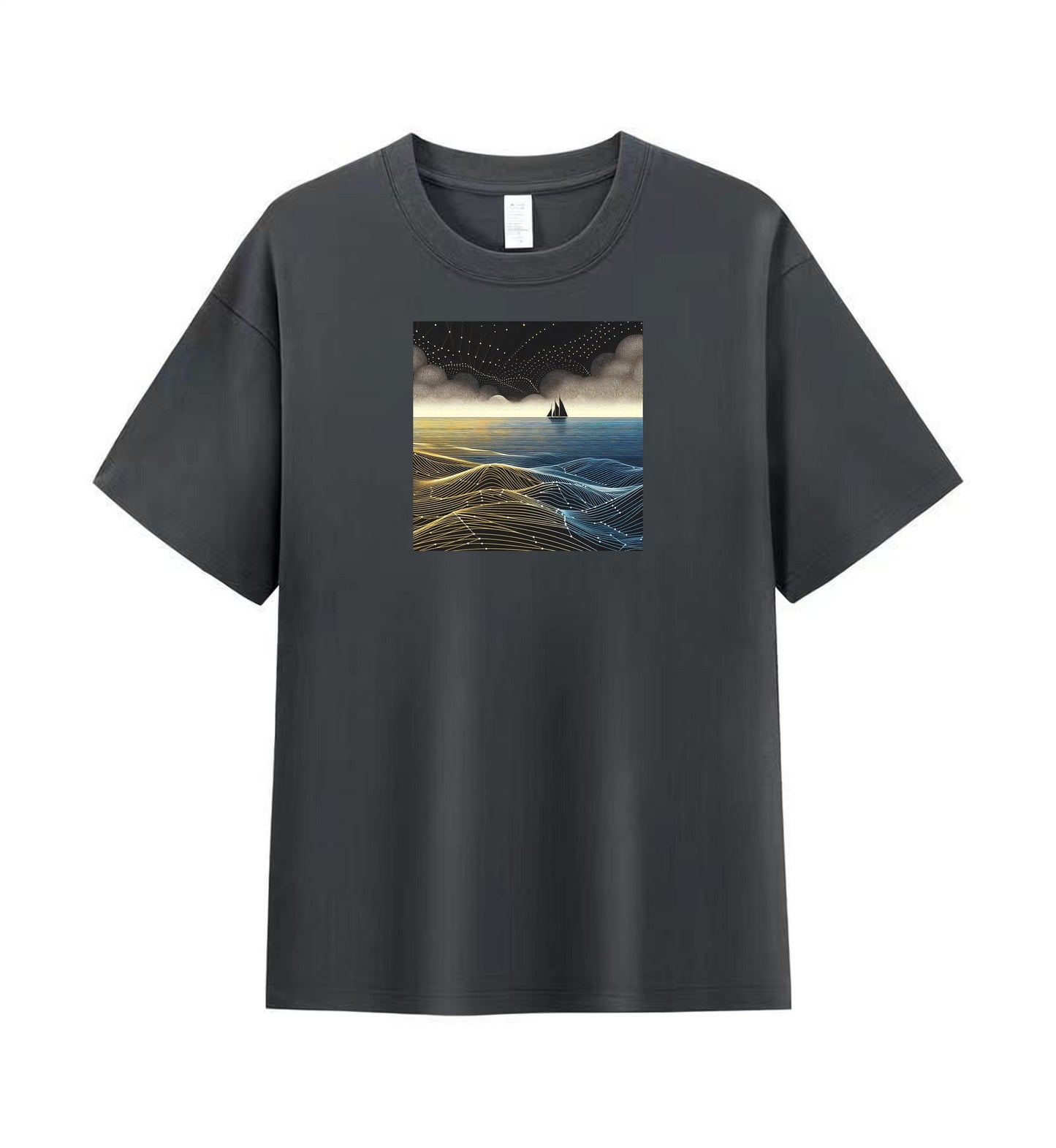 Cosmic Journey Sailboat Men's Cotton Tee 1