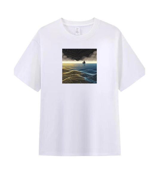 Cosmic Journey Sailboat Men's Cotton Tee 1