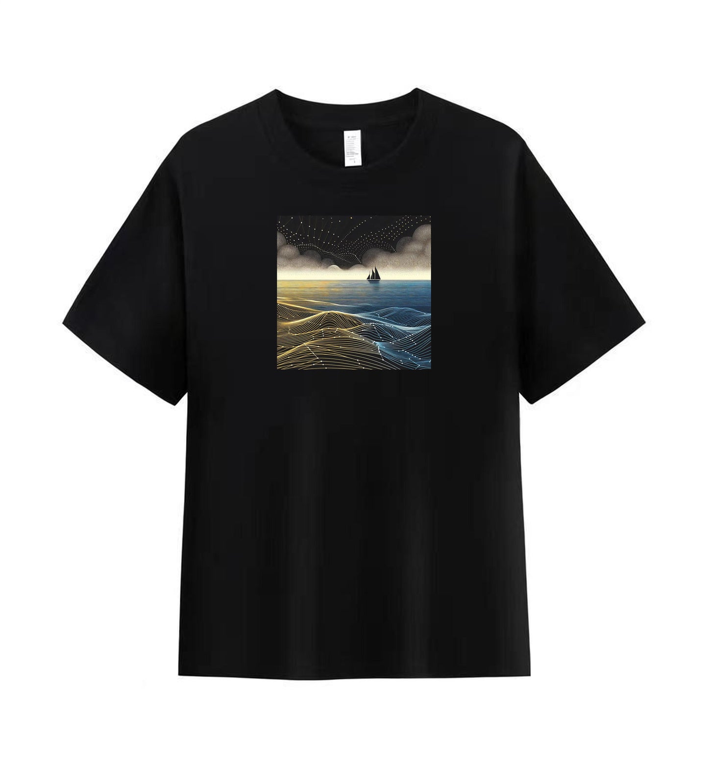 Cosmic Journey Sailboat Men's Cotton Tee 1