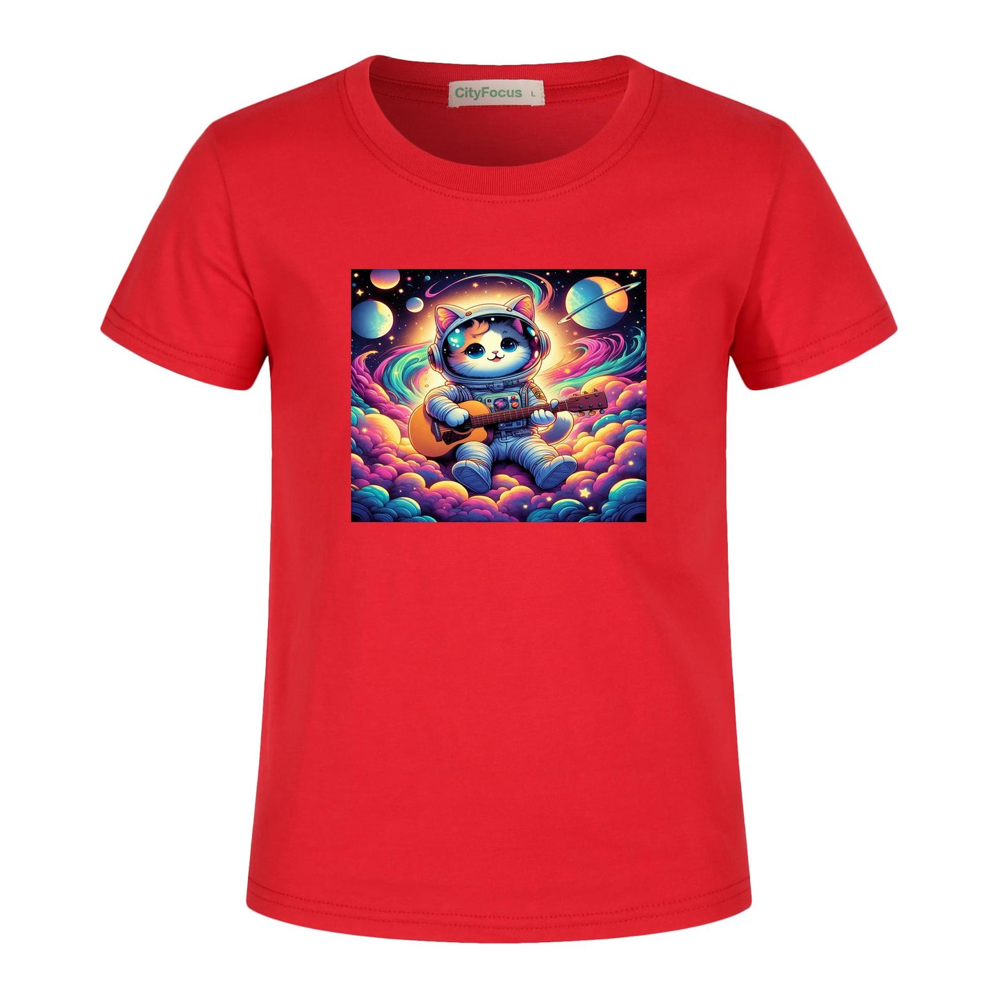 Cosmic Kitty Astronaut Kids T-Shirt 100% cotton 4 - Fun and Out-of-This-World