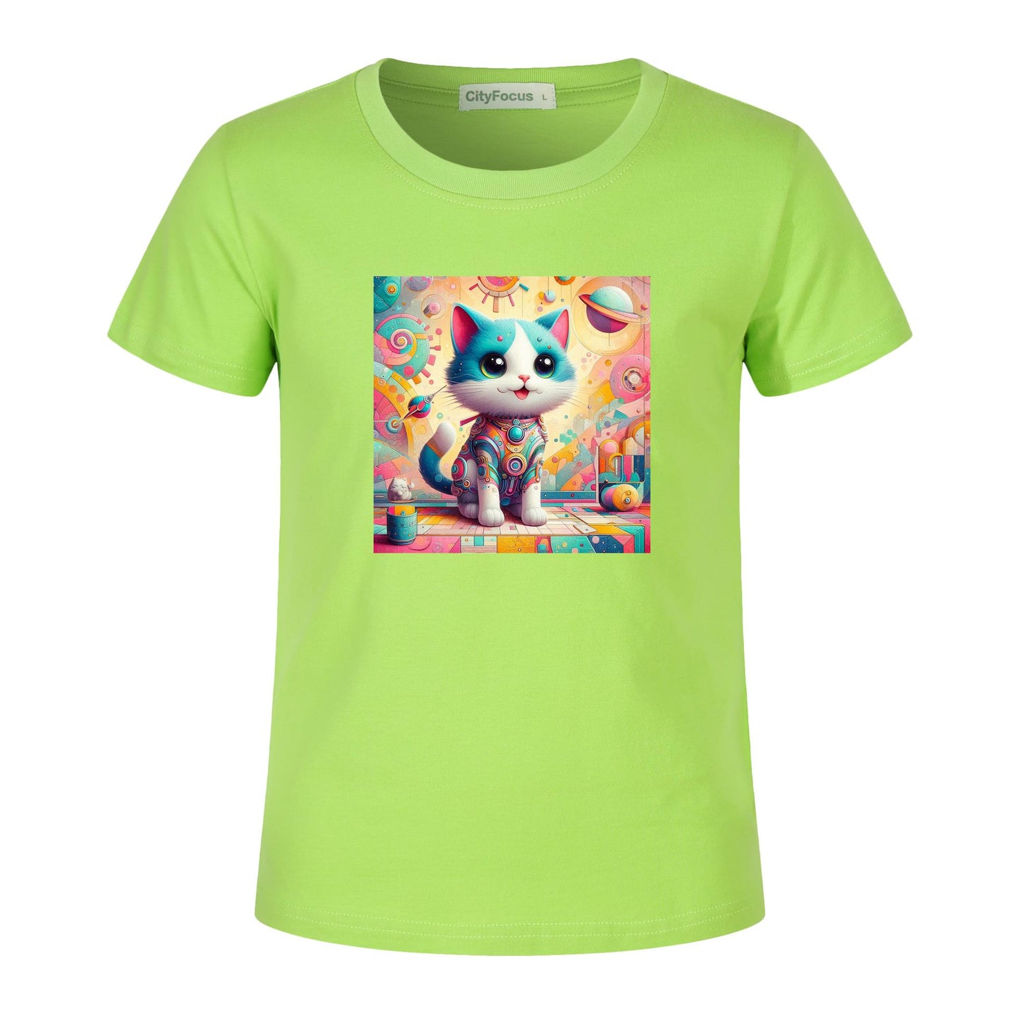 Futuristic Feline Fun Kids Tee 2