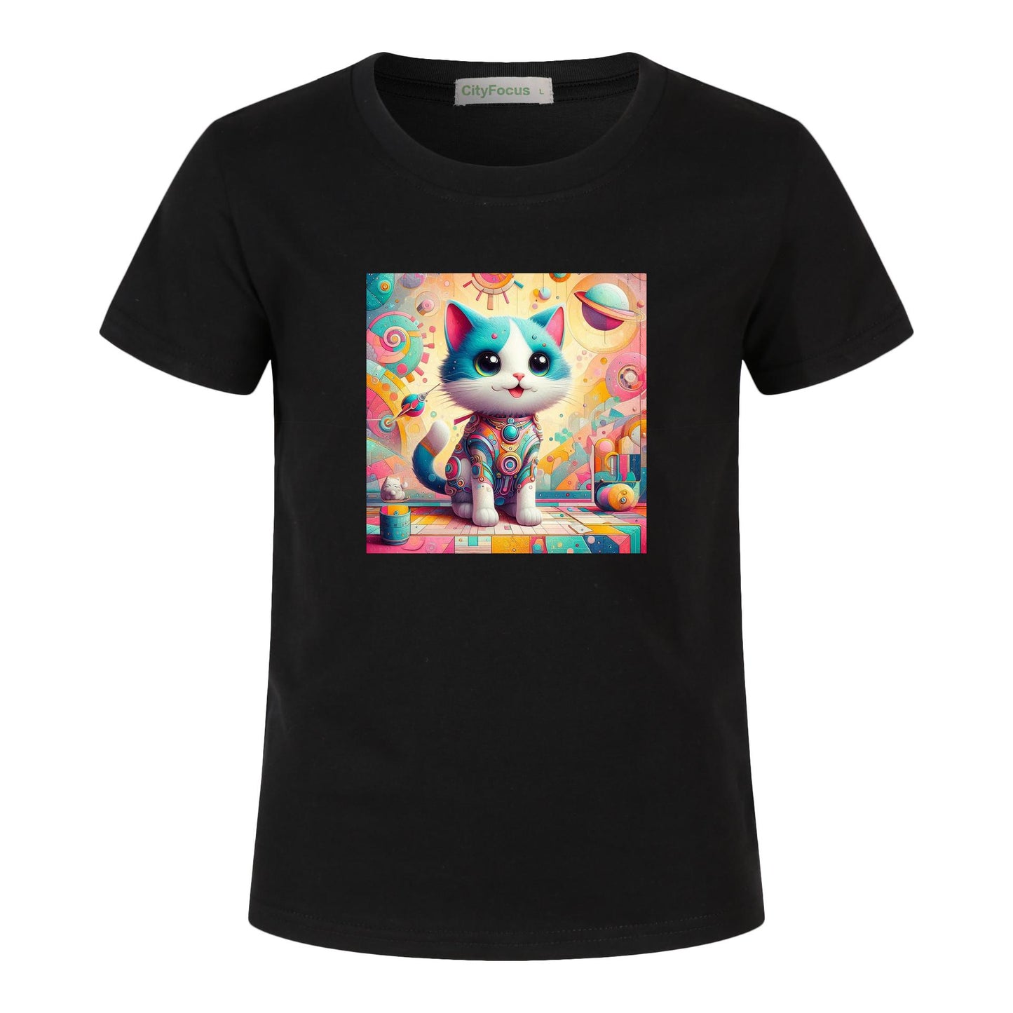 Futuristic Feline Fun Kids Tee 2