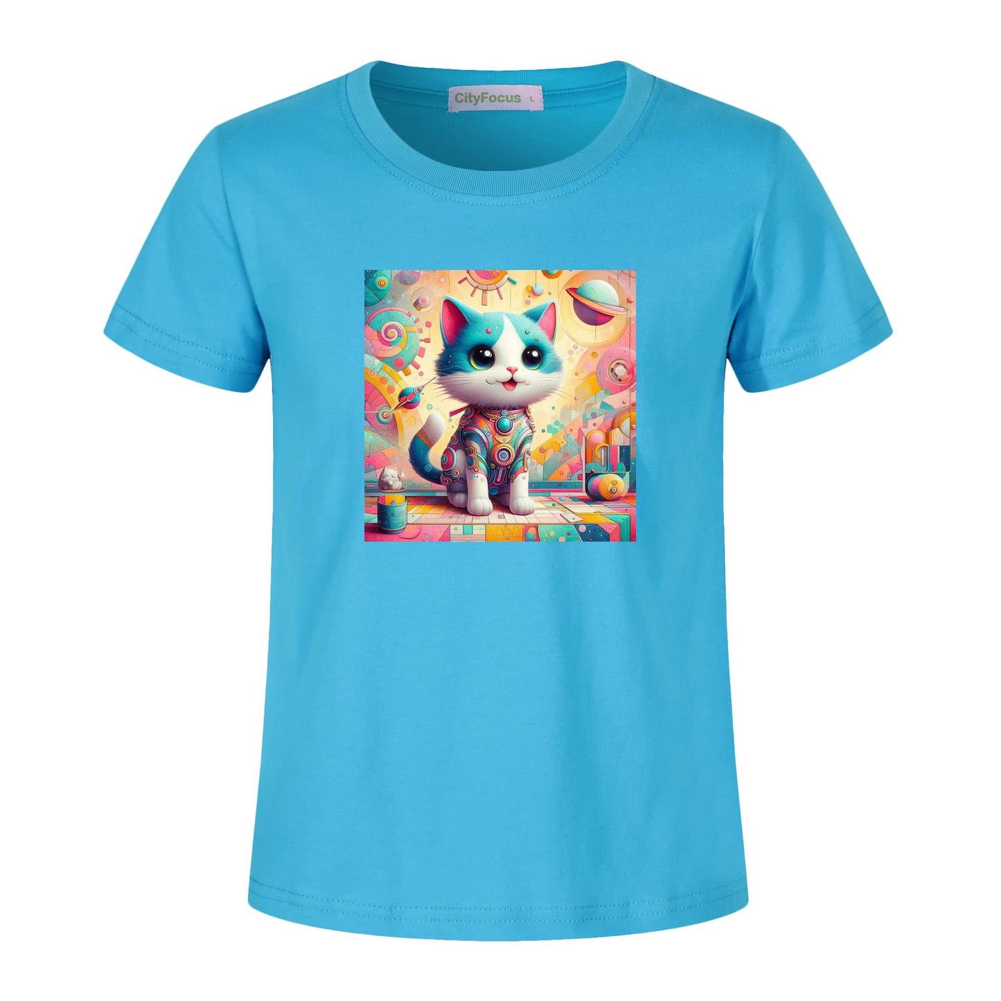 Futuristic Feline Fun Kids Tee 2