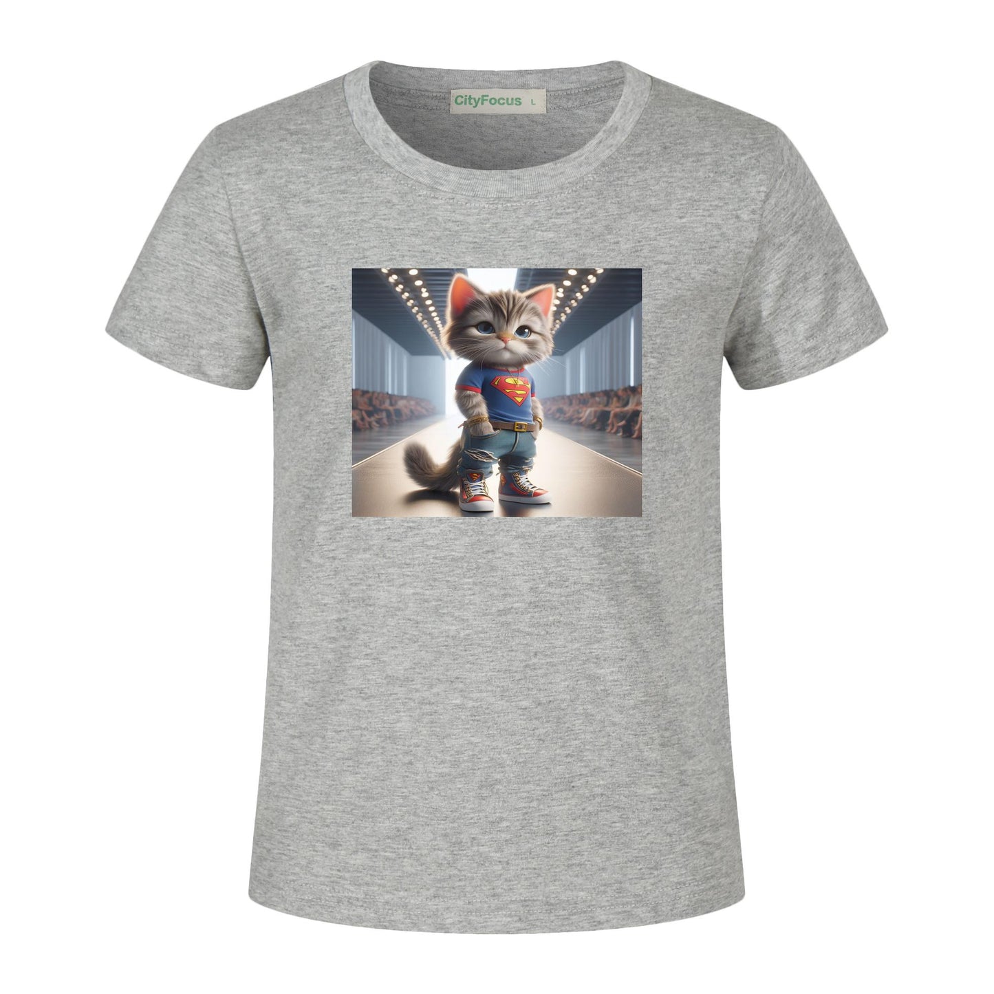 100% cotton Runway Fashion Forward Cat 4: Cute and Cool Kids' Graphic T-Shirt