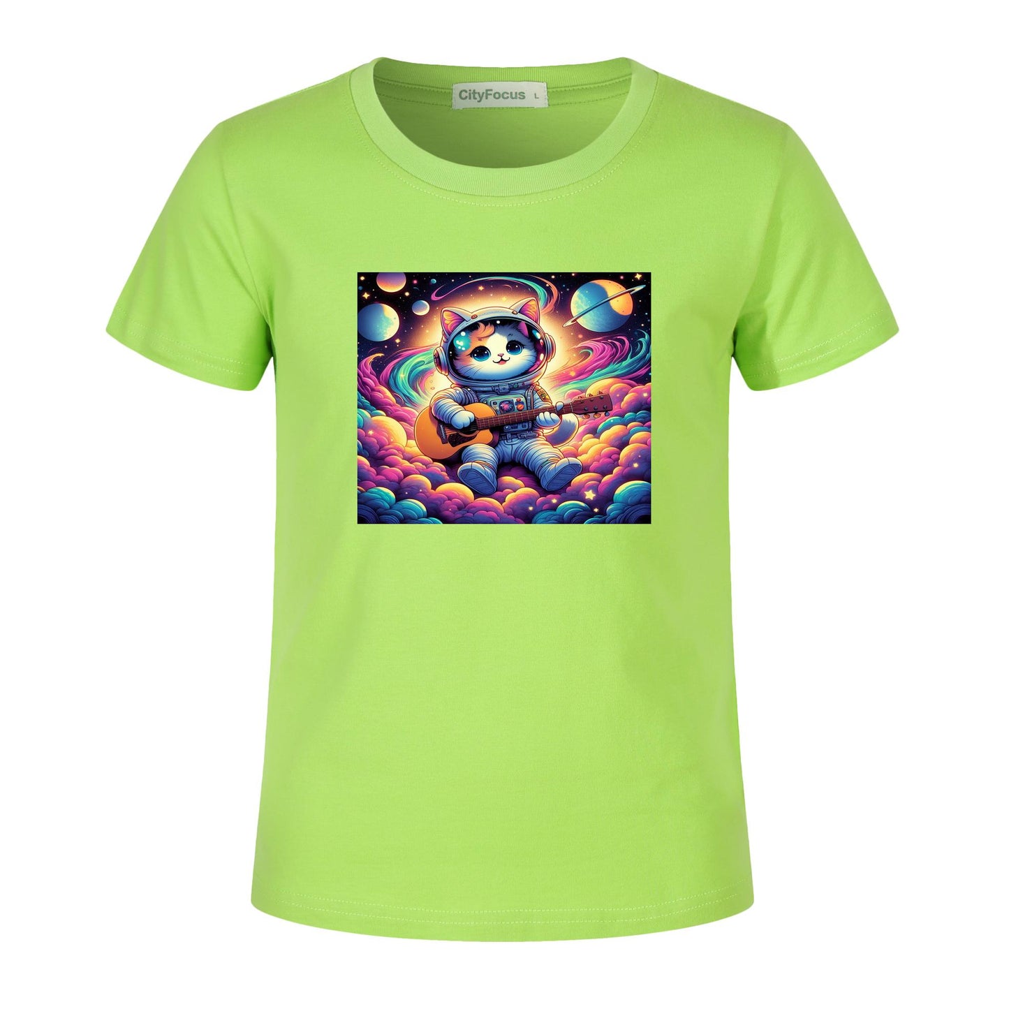 Cosmic Kitty Astronaut Kids T-Shirt 100% cotton 4 - Fun and Out-of-This-World