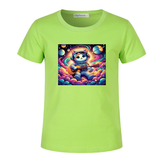 Cosmic Kitty Astronaut Kids T-Shirt 100% cotton 4 - Fun and Out-of-This-World