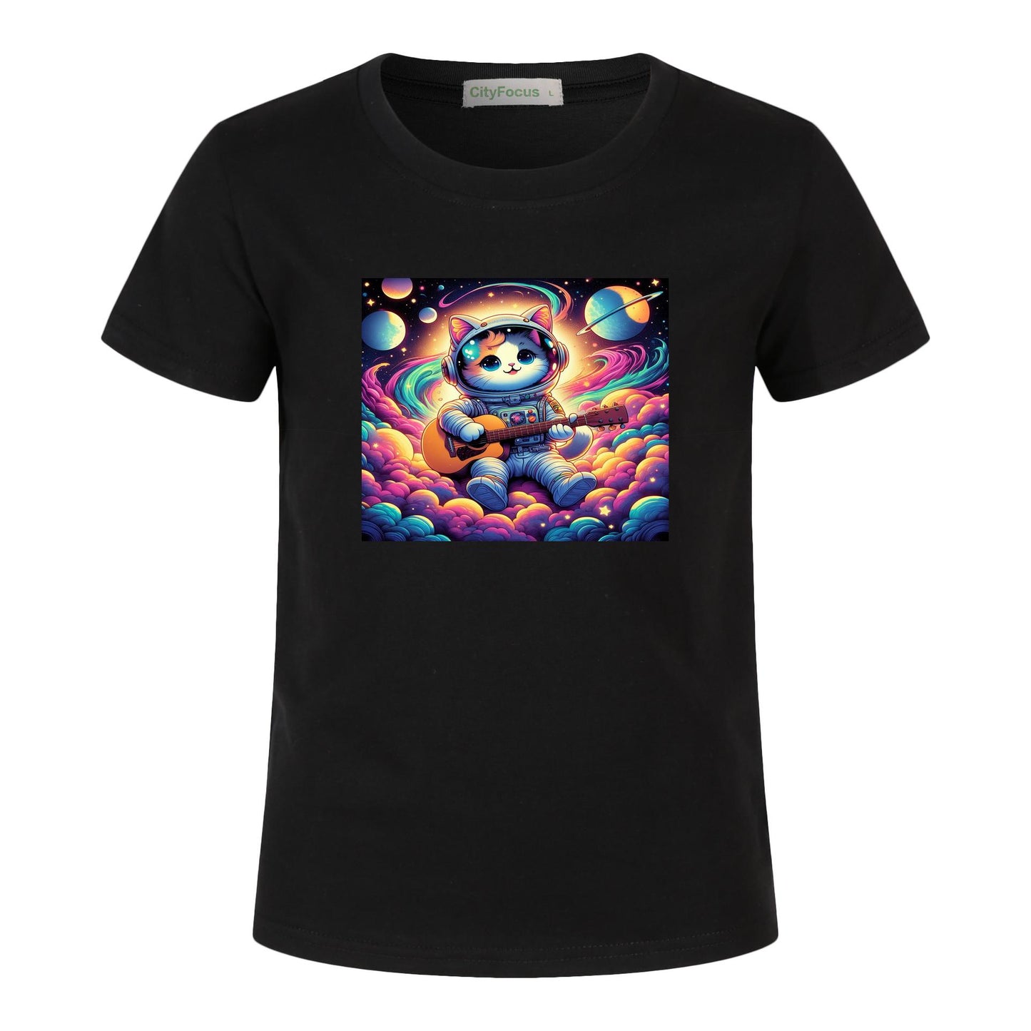 Cosmic Kitty Astronaut Kids T-Shirt 100% cotton 4 - Fun and Out-of-This-World