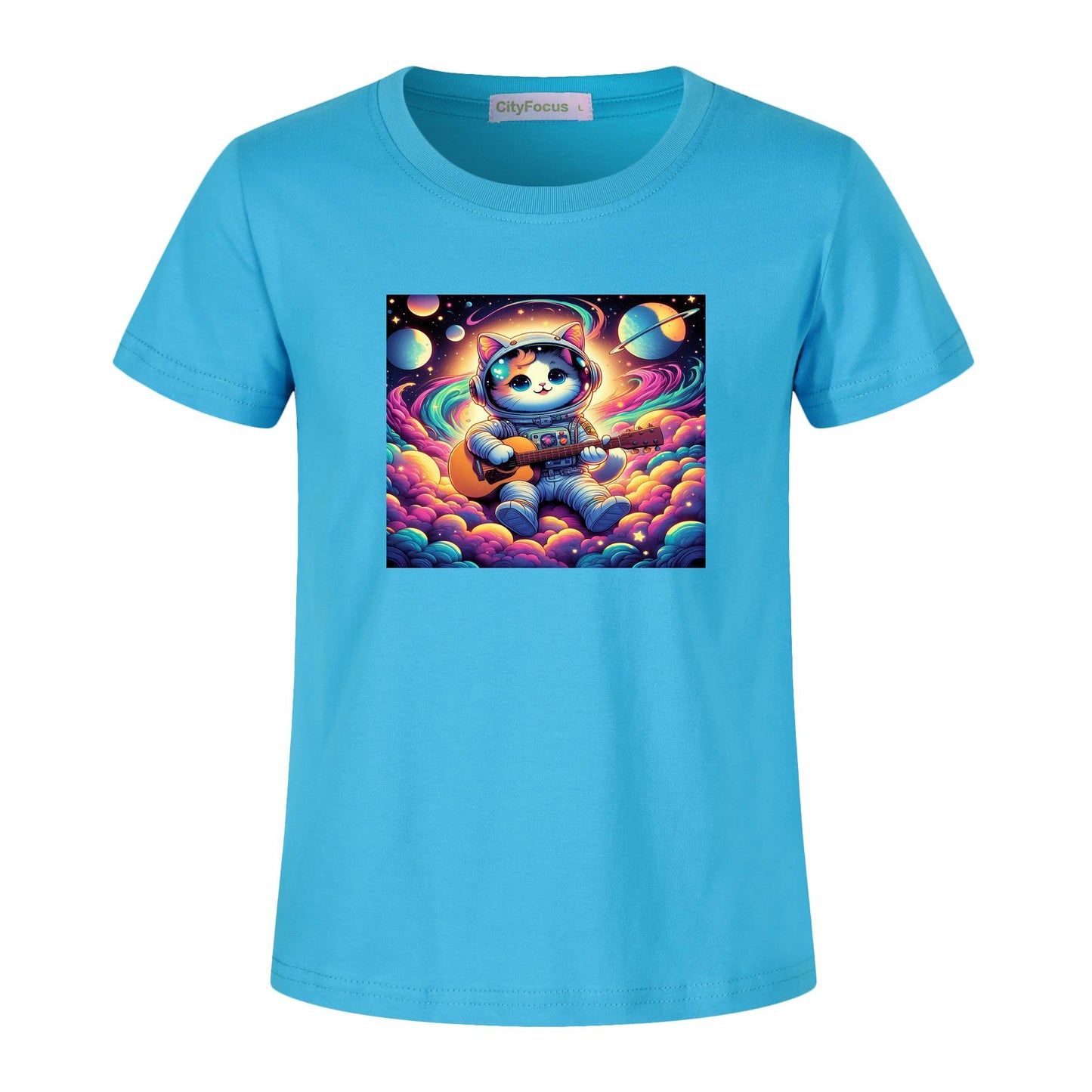 Cosmic Kitty Astronaut Kids T-Shirt 100% cotton 4 - Fun and Out-of-This-World