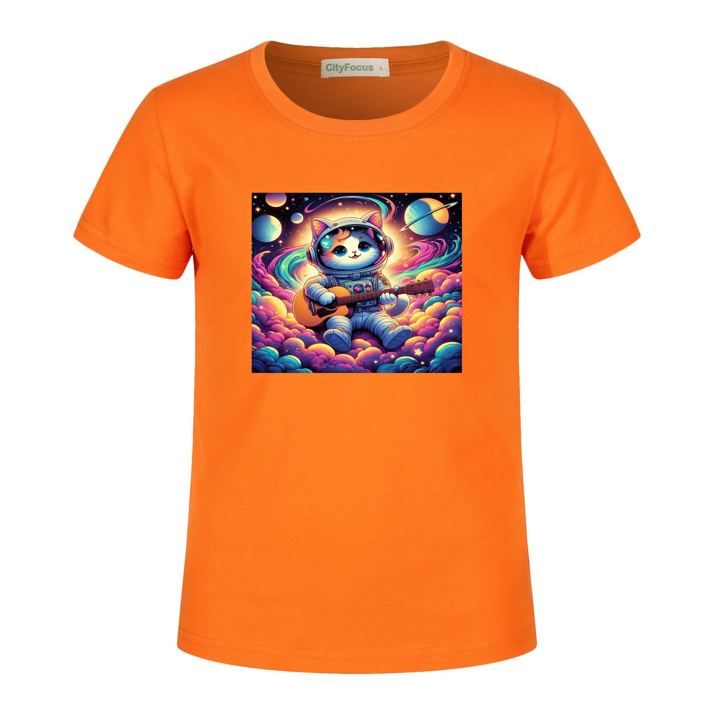 Cosmic Kitty Astronaut Kids T-Shirt 100% cotton 4 - Fun and Out-of-This-World