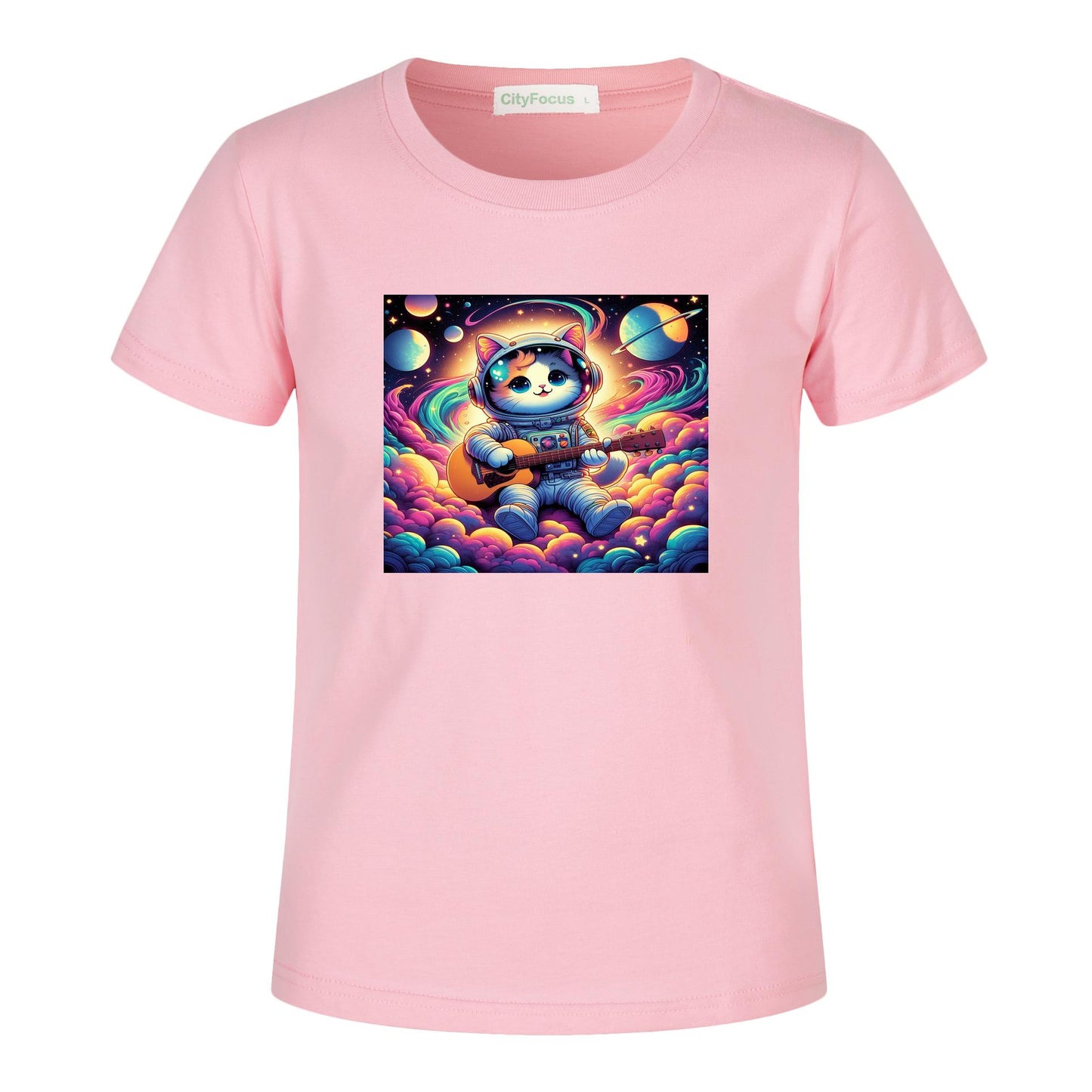 Cosmic Kitty Astronaut Kids T-Shirt 100% cotton 4 - Fun and Out-of-This-World