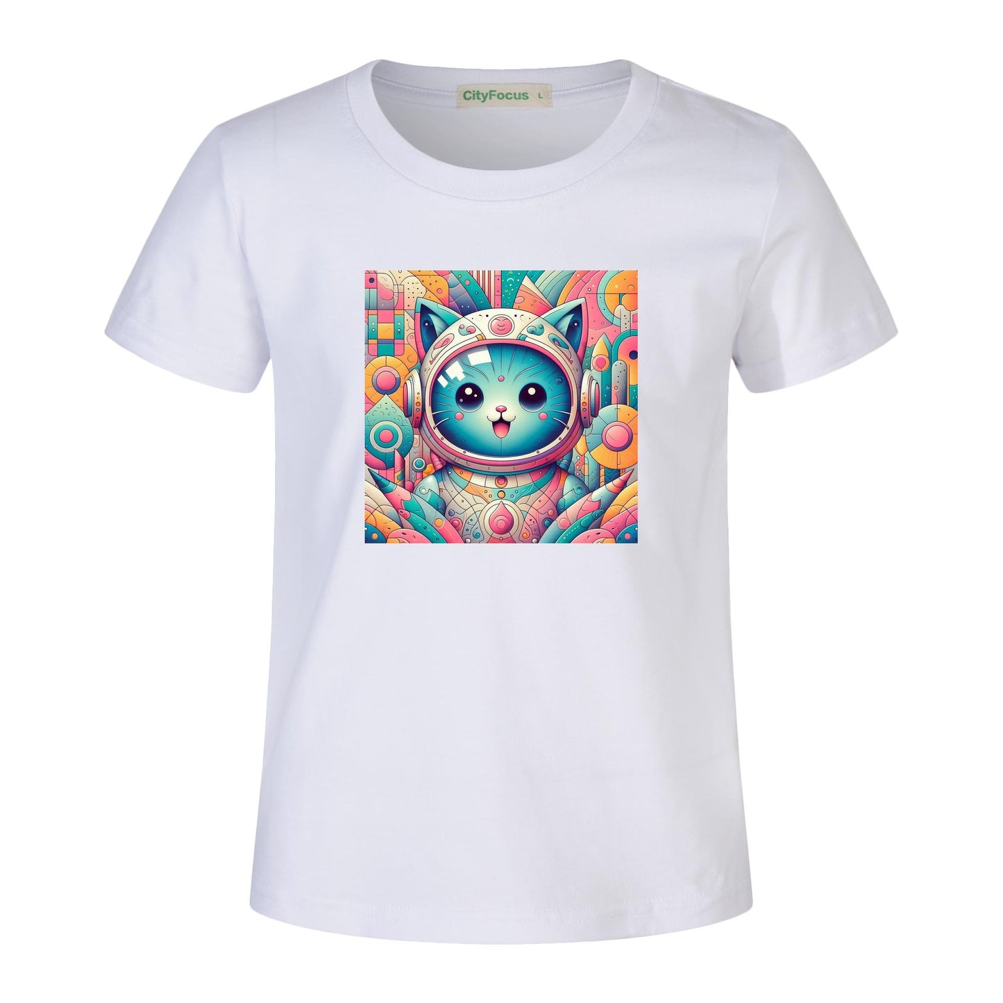 Futuristic Feline Fun Kids Tee 9