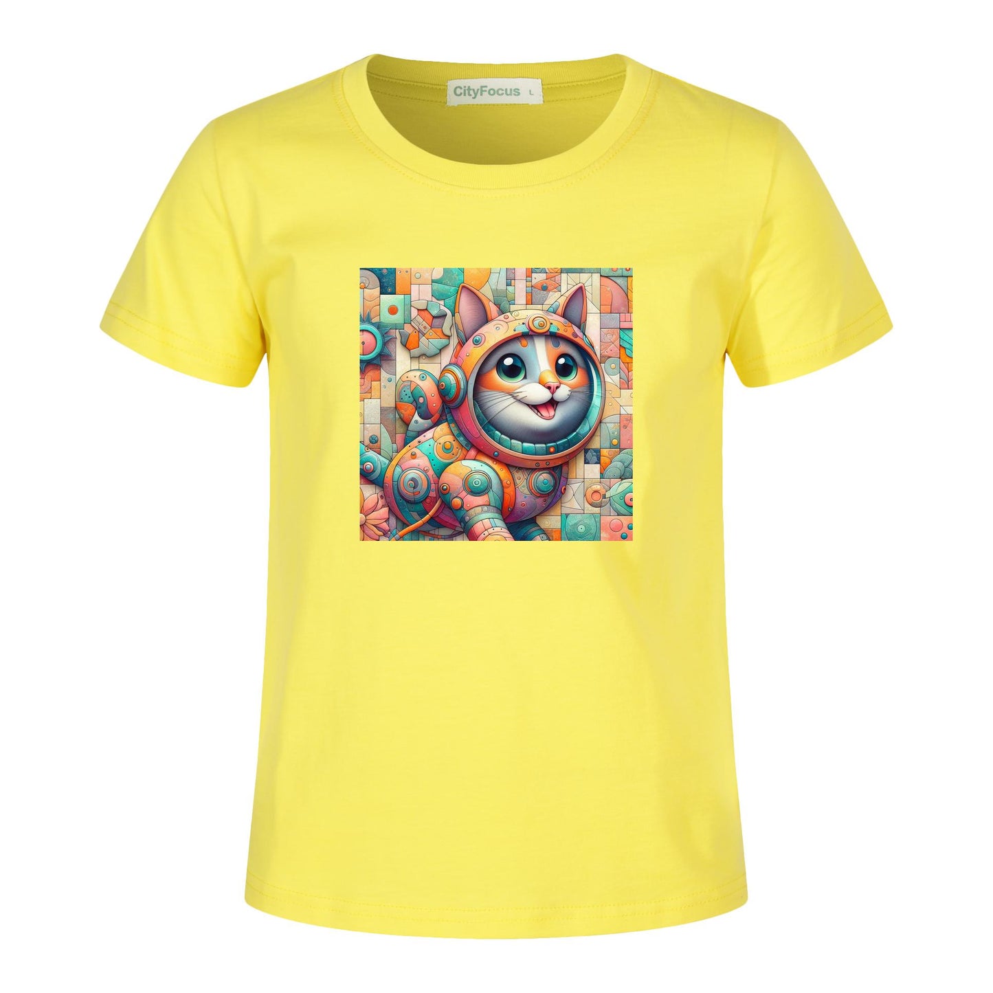 Futuristic Feline Fun Kids Tee 1