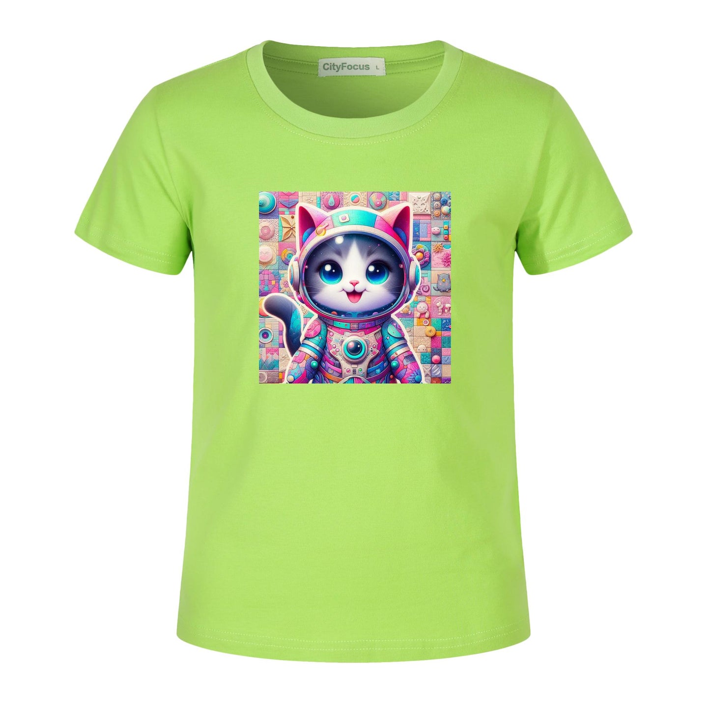 Futuristic Feline Fun Kids Tee 4