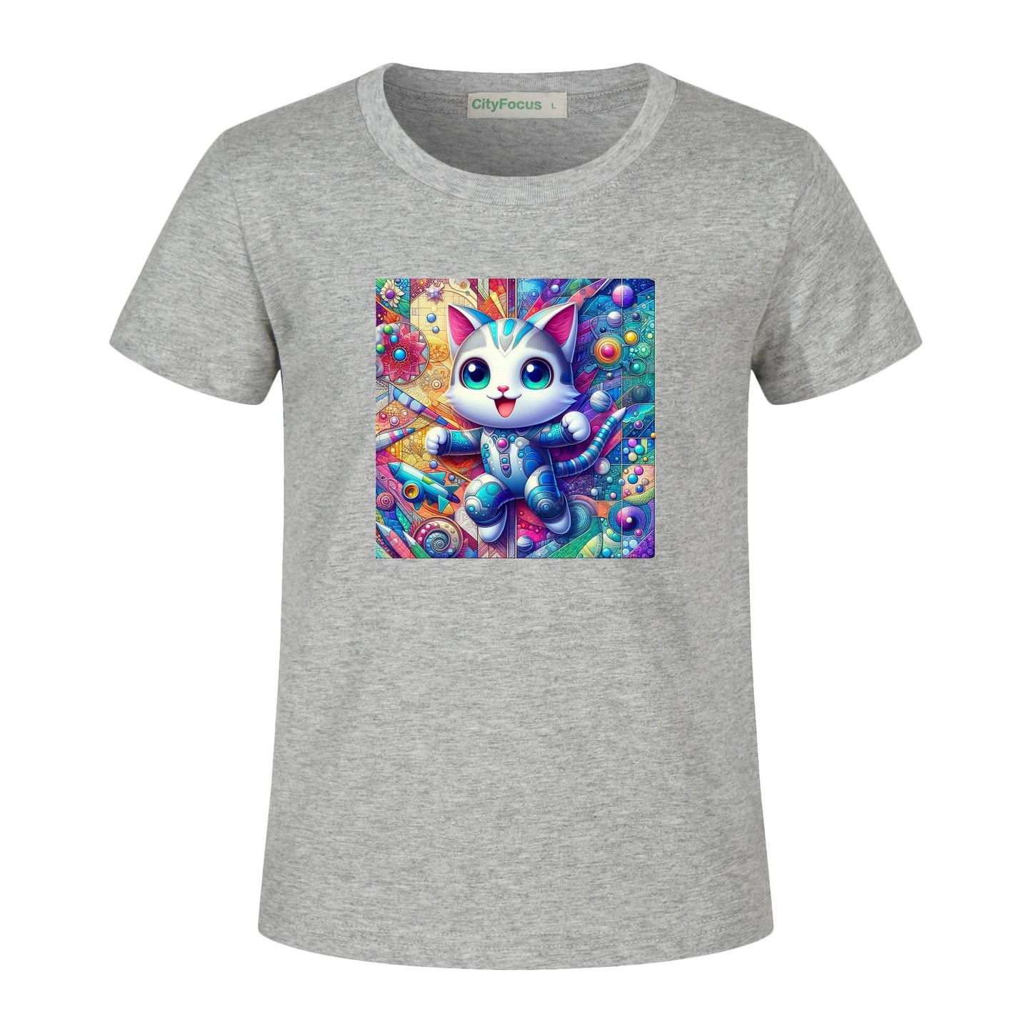 Futuristic Feline Fun Kids Tee 6