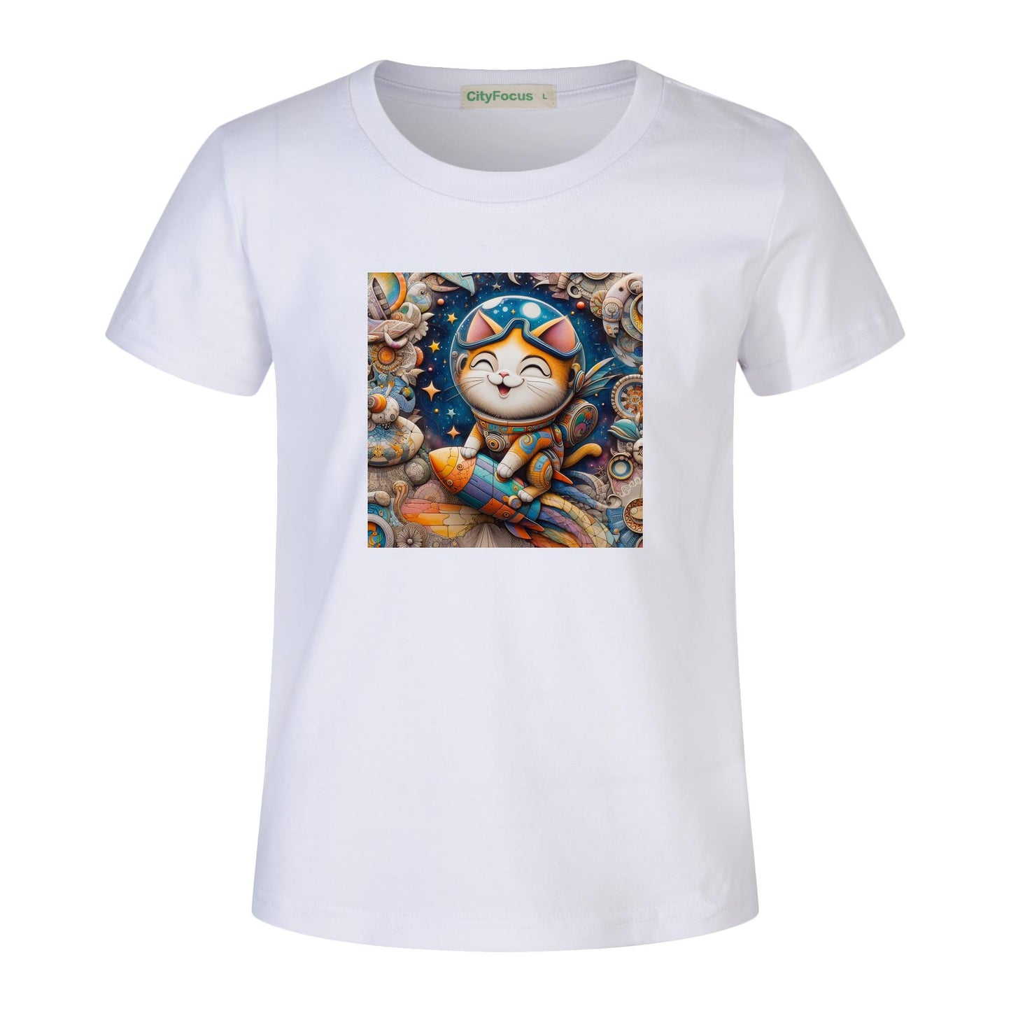 Futuristic Feline Fun Kids Tee 8