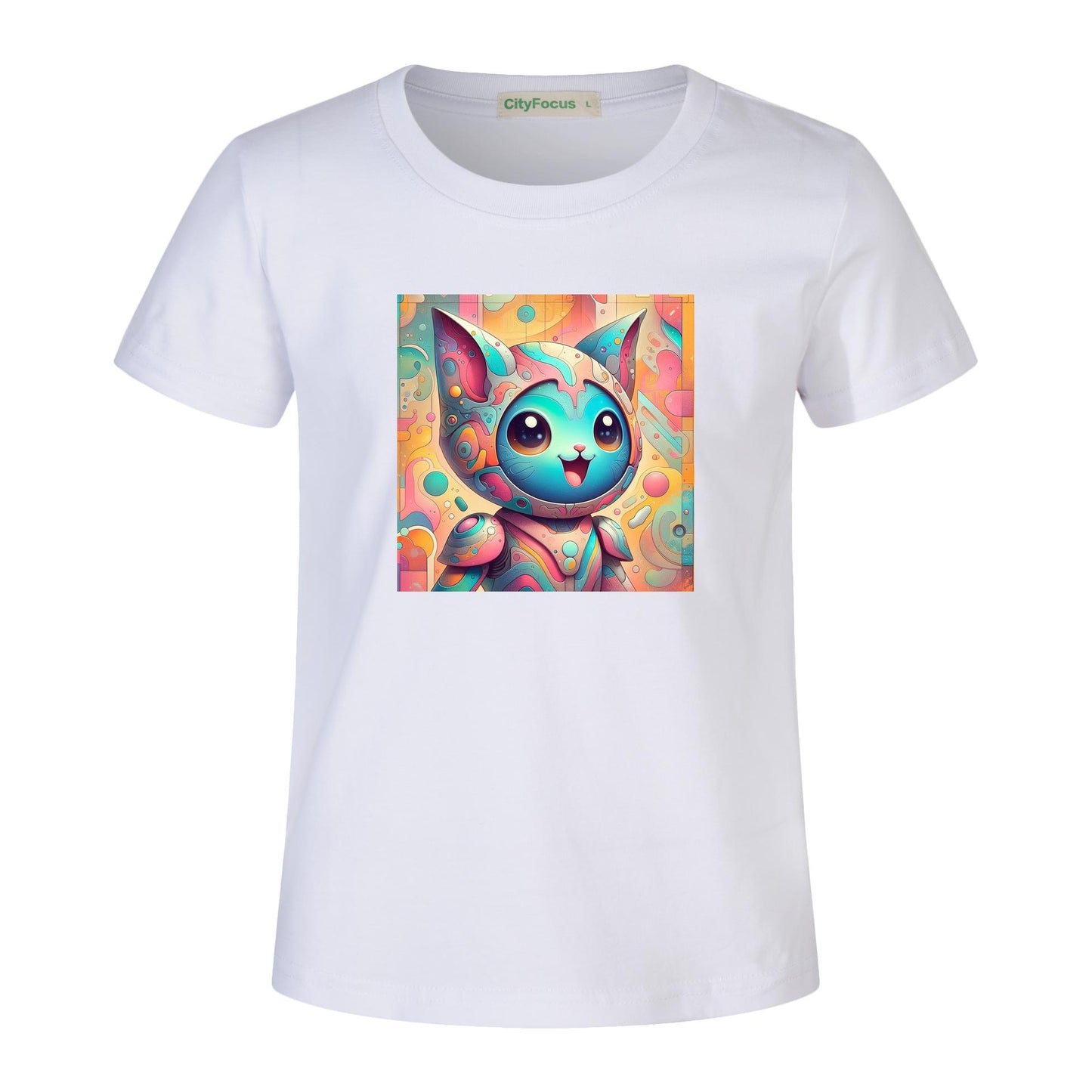 Futuristic Feline Fun Kids Tee 7