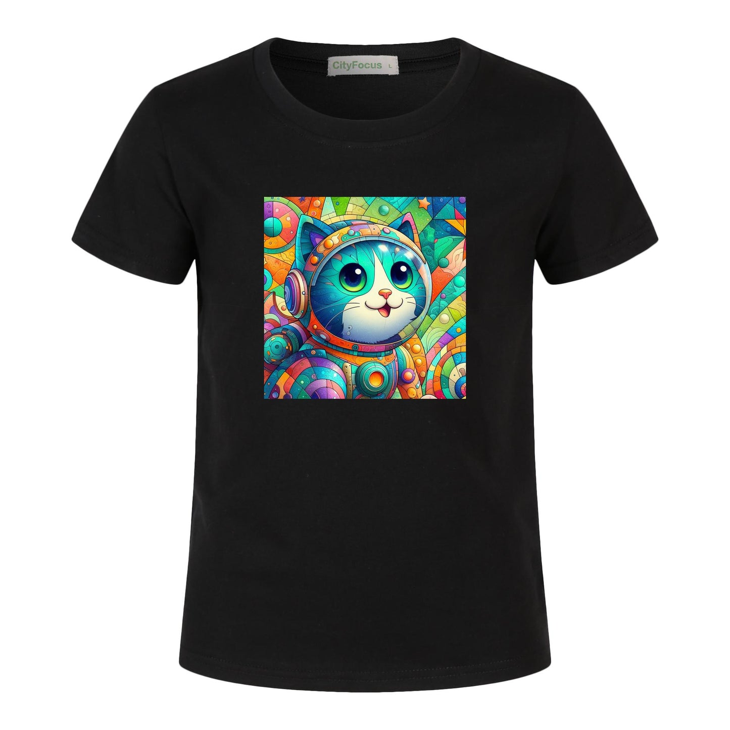 Futuristic Feline Fun Kids Tee 3