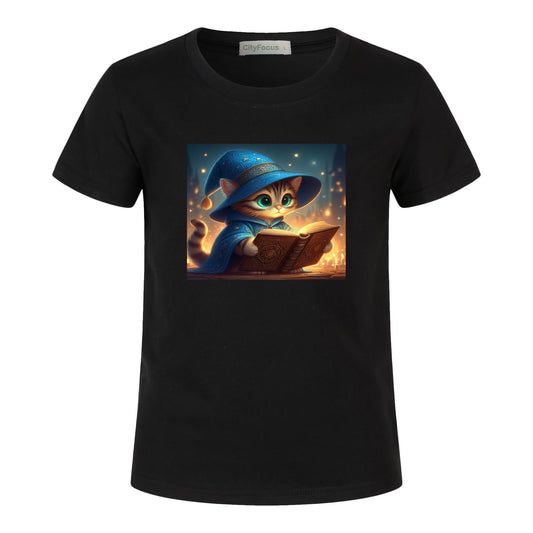 100% cotton Magical Wizard Cat Kids T-Shirt 2 - Enchanting and Cozy