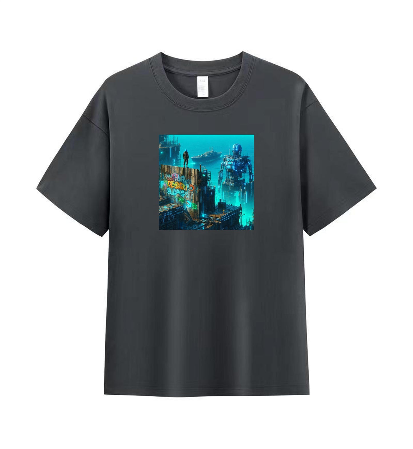 Men's 100% Cotton T-Shirt - Futuristic Cyberpunk City 3