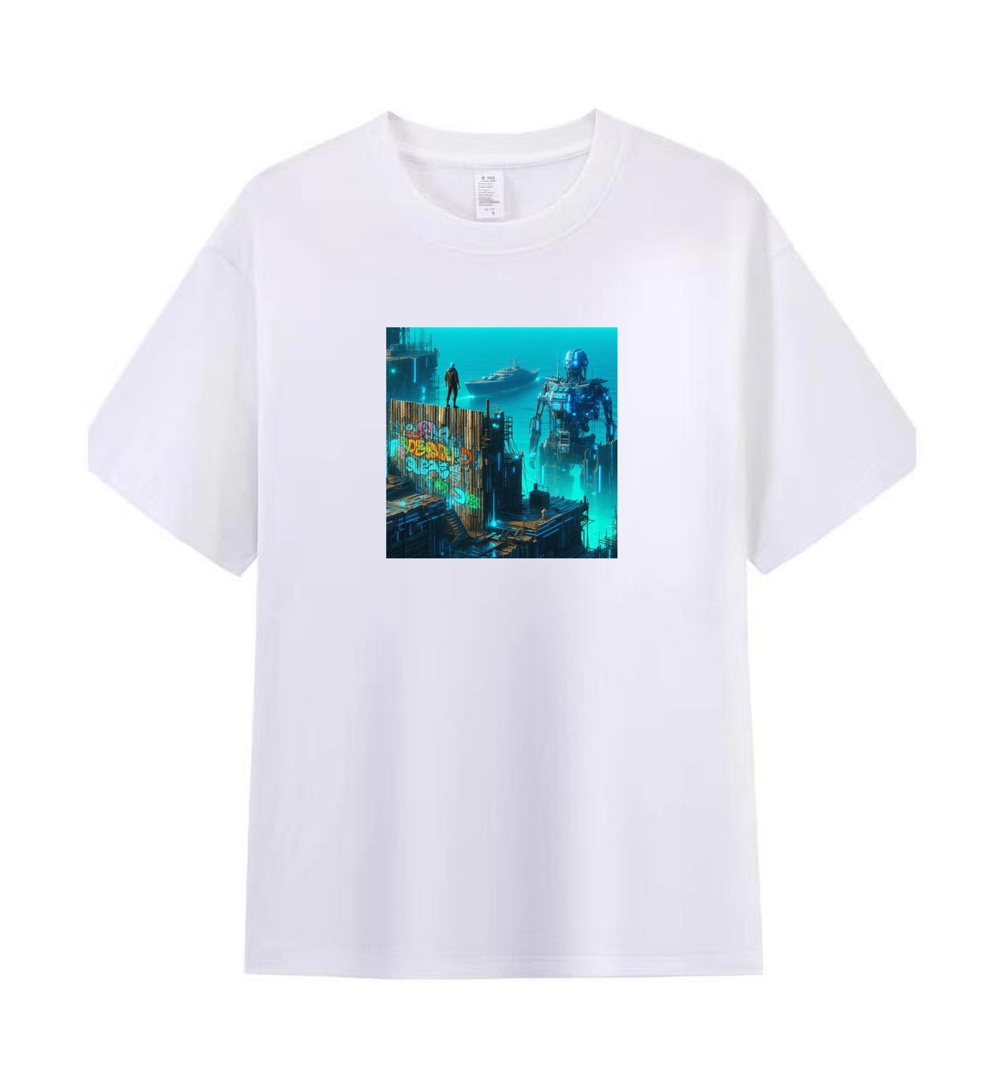 Men's 100% Cotton T-Shirt - Futuristic Cyberpunk City 3