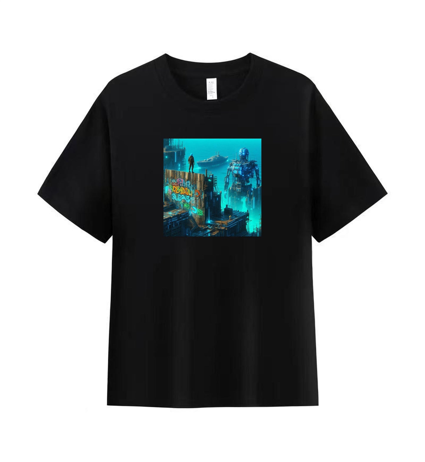 Men's 100% Cotton T-Shirt - Futuristic Cyberpunk City 3