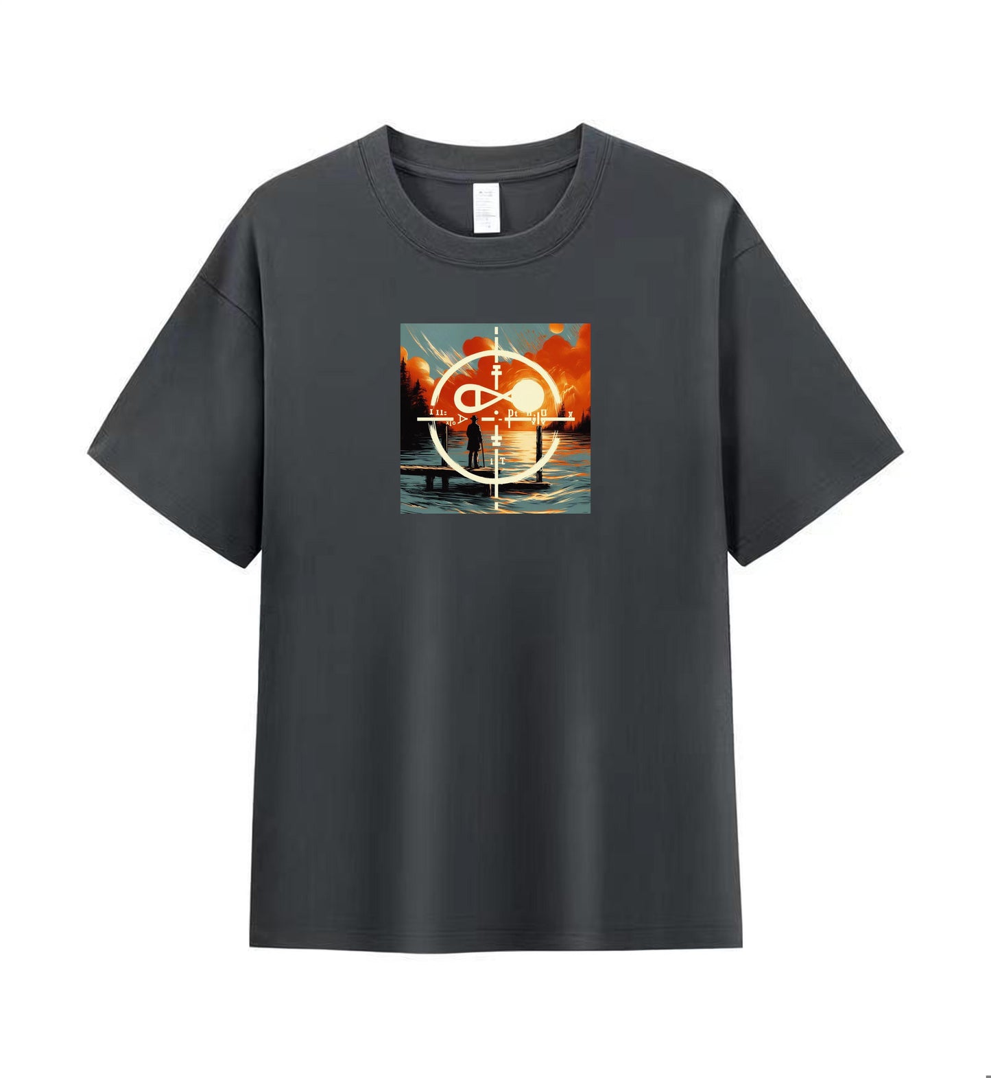 Premium Cotton Men's T-Shirt with Sunset Scene Artwork