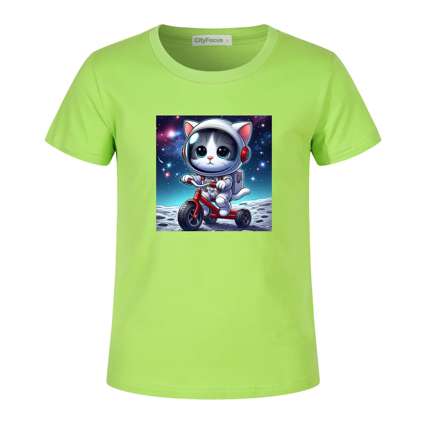 Cosmic Tricycle Cat Kids Tee 1