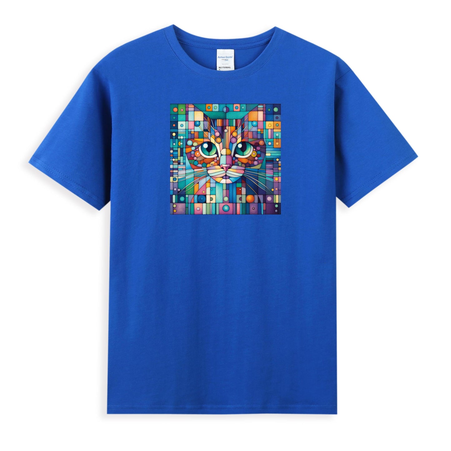 Women's Cotton Tee - Artistic Mosaic Cat Graphic