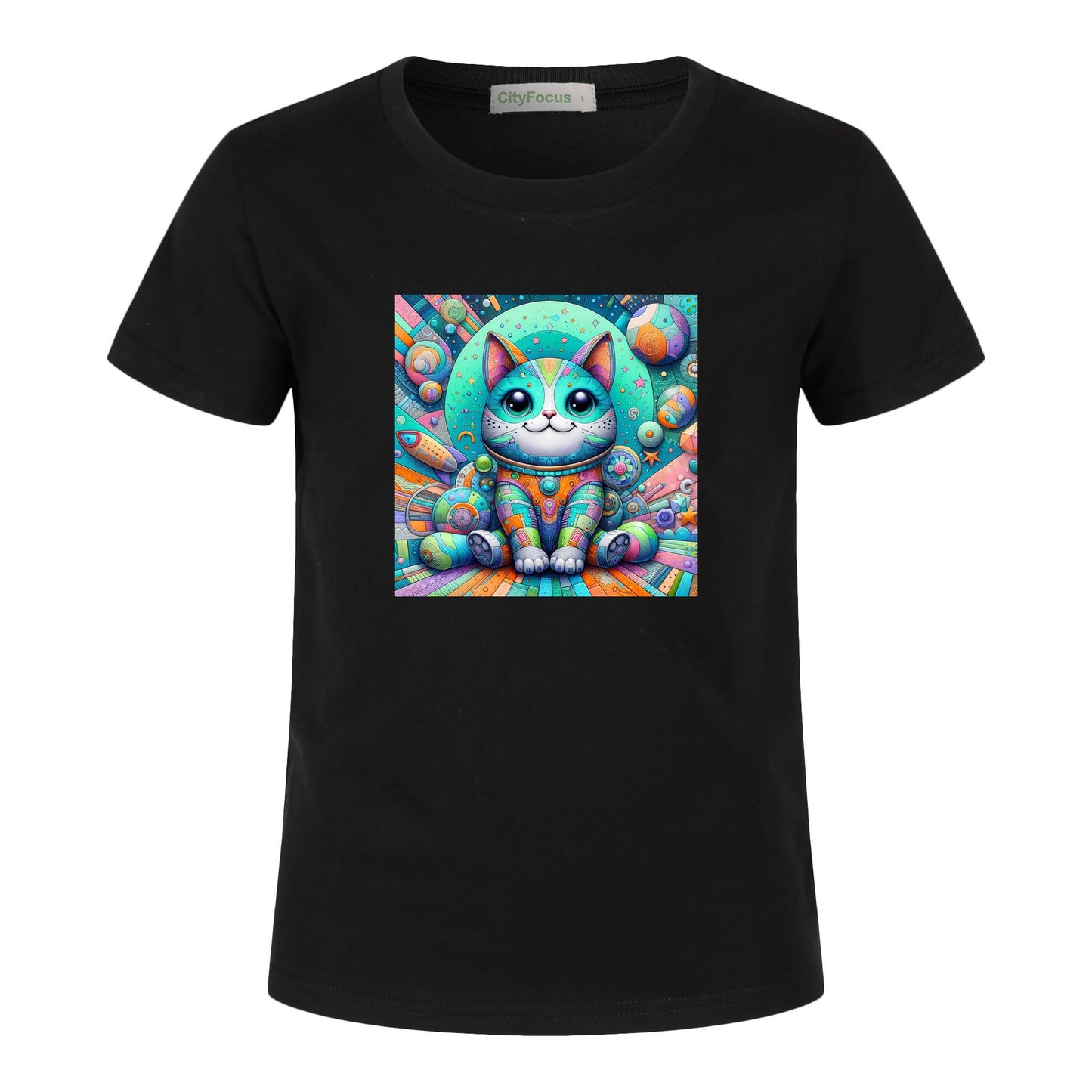 Futuristic Feline Fun Kids Tee 5