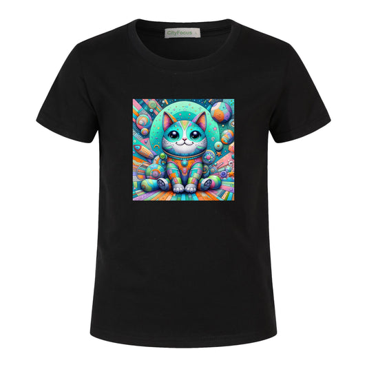 Futuristic Feline Fun Kids Tee 5