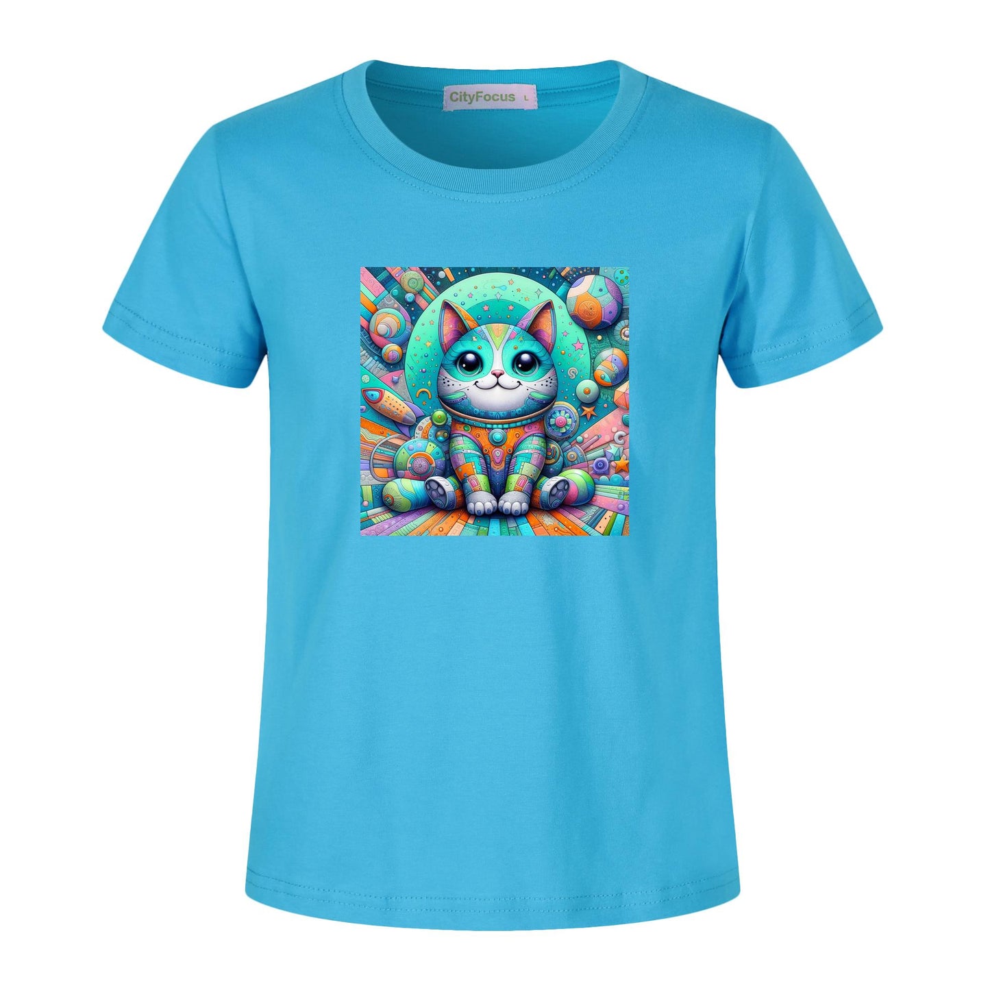 Futuristic Feline Fun Kids Tee 5