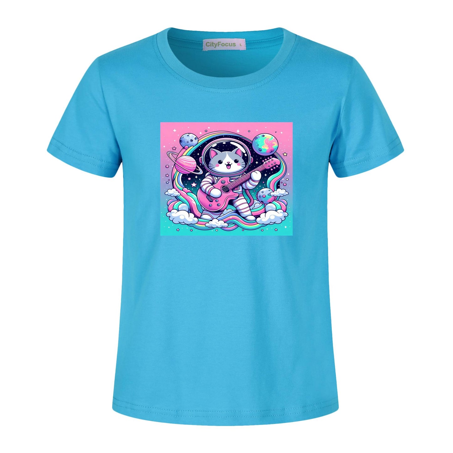 Cosmic Kitty Astronaut Kids T-Shirt 100% cotton 6 - Fun and Out-of-This-World