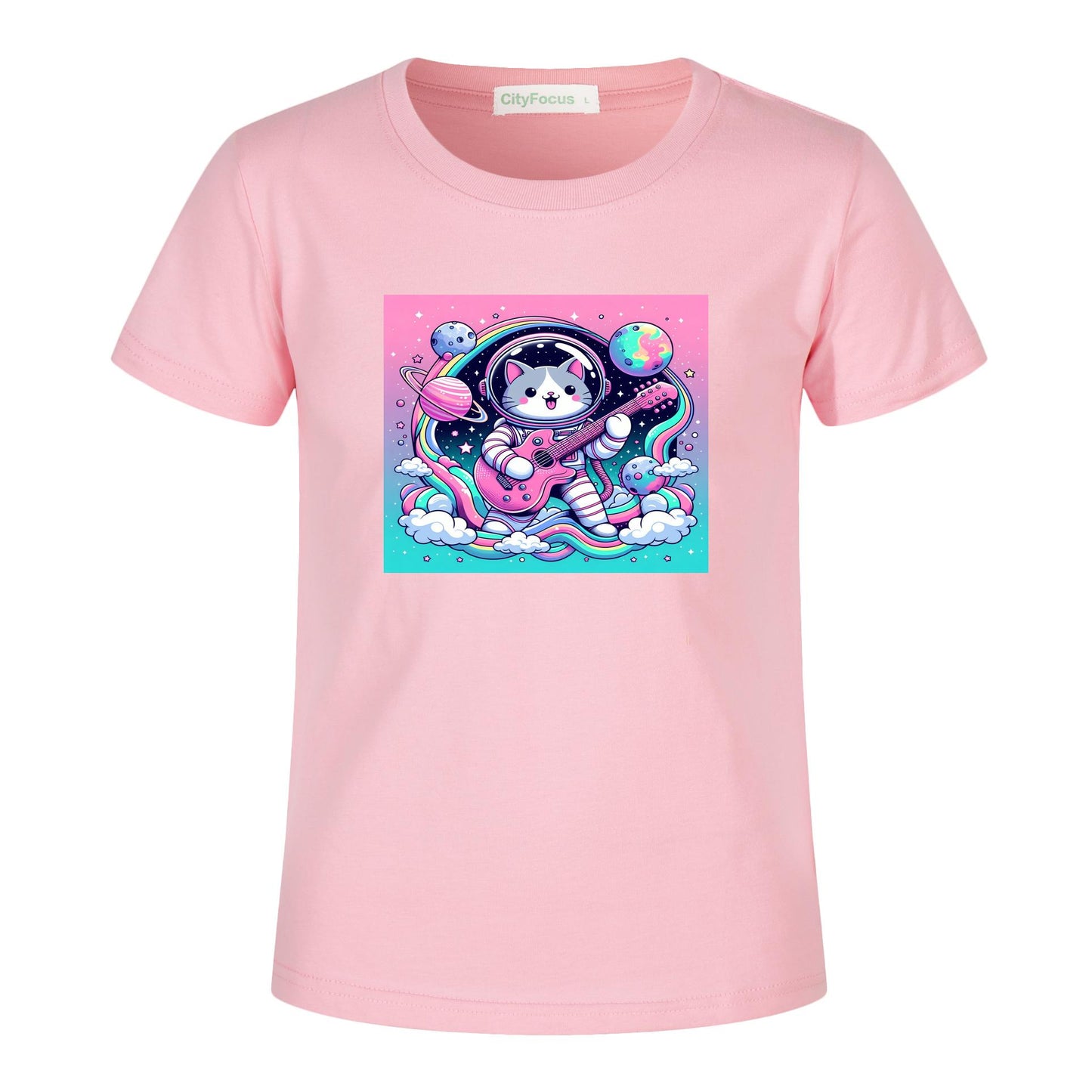 Cosmic Kitty Astronaut Kids T-Shirt 100% cotton 6 - Fun and Out-of-This-World