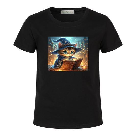 100% cotton Magical Wizard Cat Kids T-Shirt 4 - Enchanting and Cozy