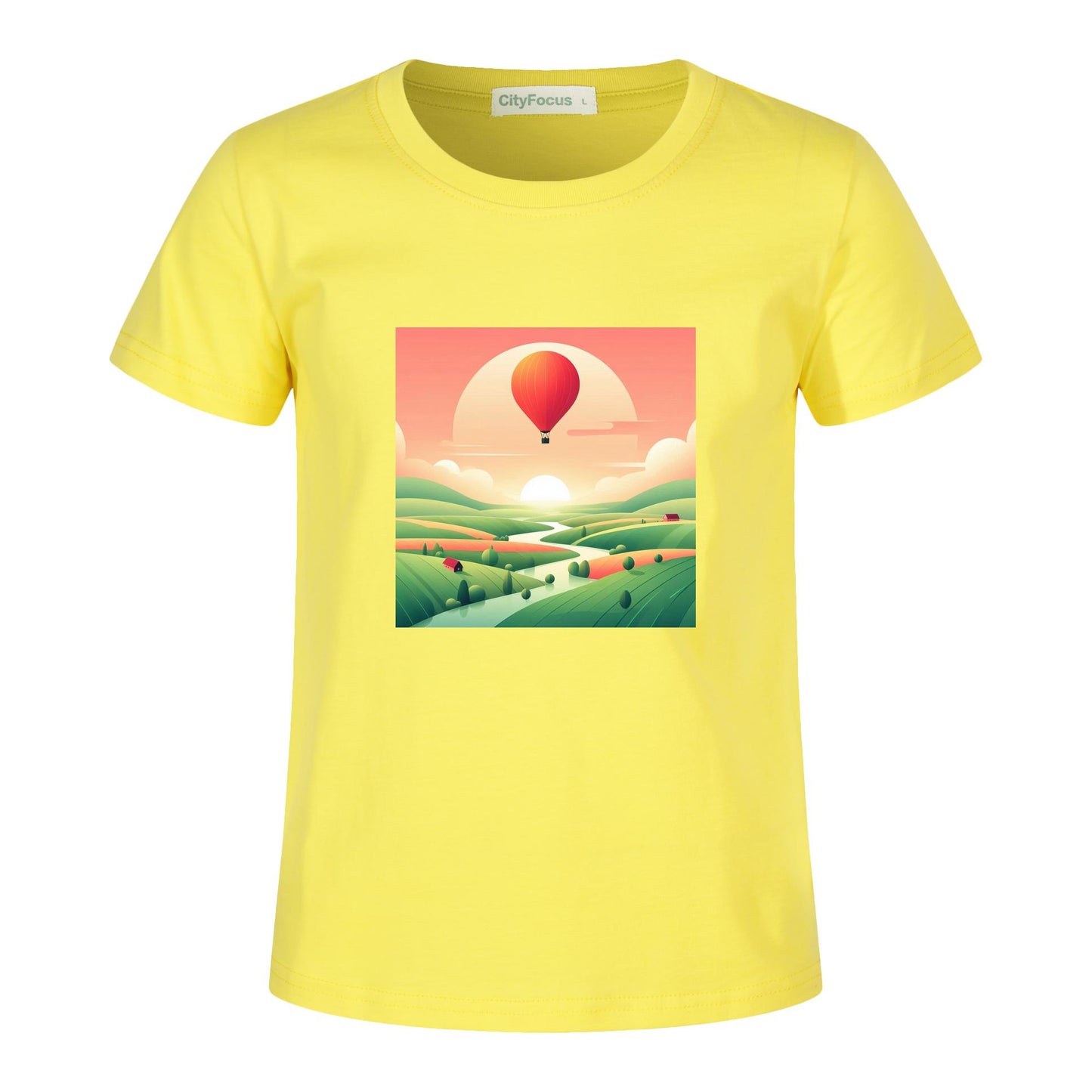 Hot Air Balloon Journey 2- 100% Cotton Sunset Kids T-Shirt