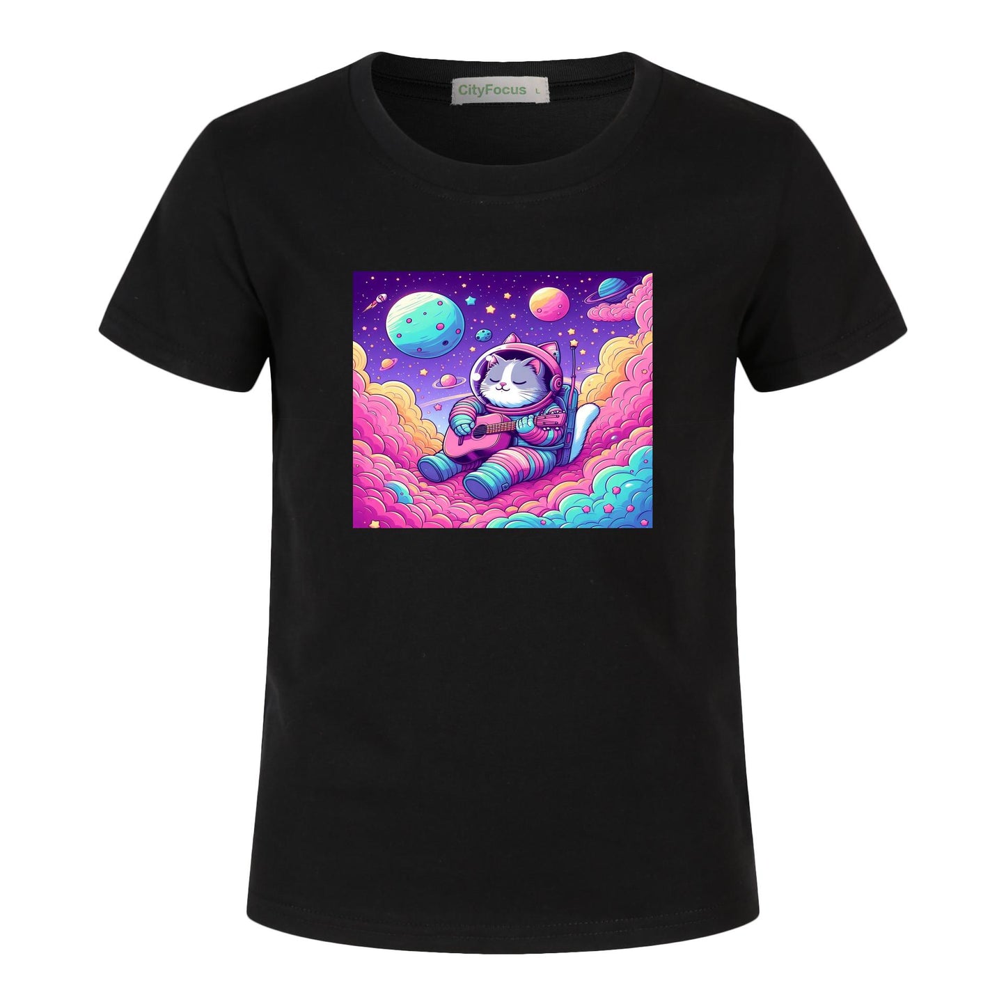 Cosmic Kitty Astronaut Kids T-Shirt 100% cotton 1 - Fun and Out-of-This-World